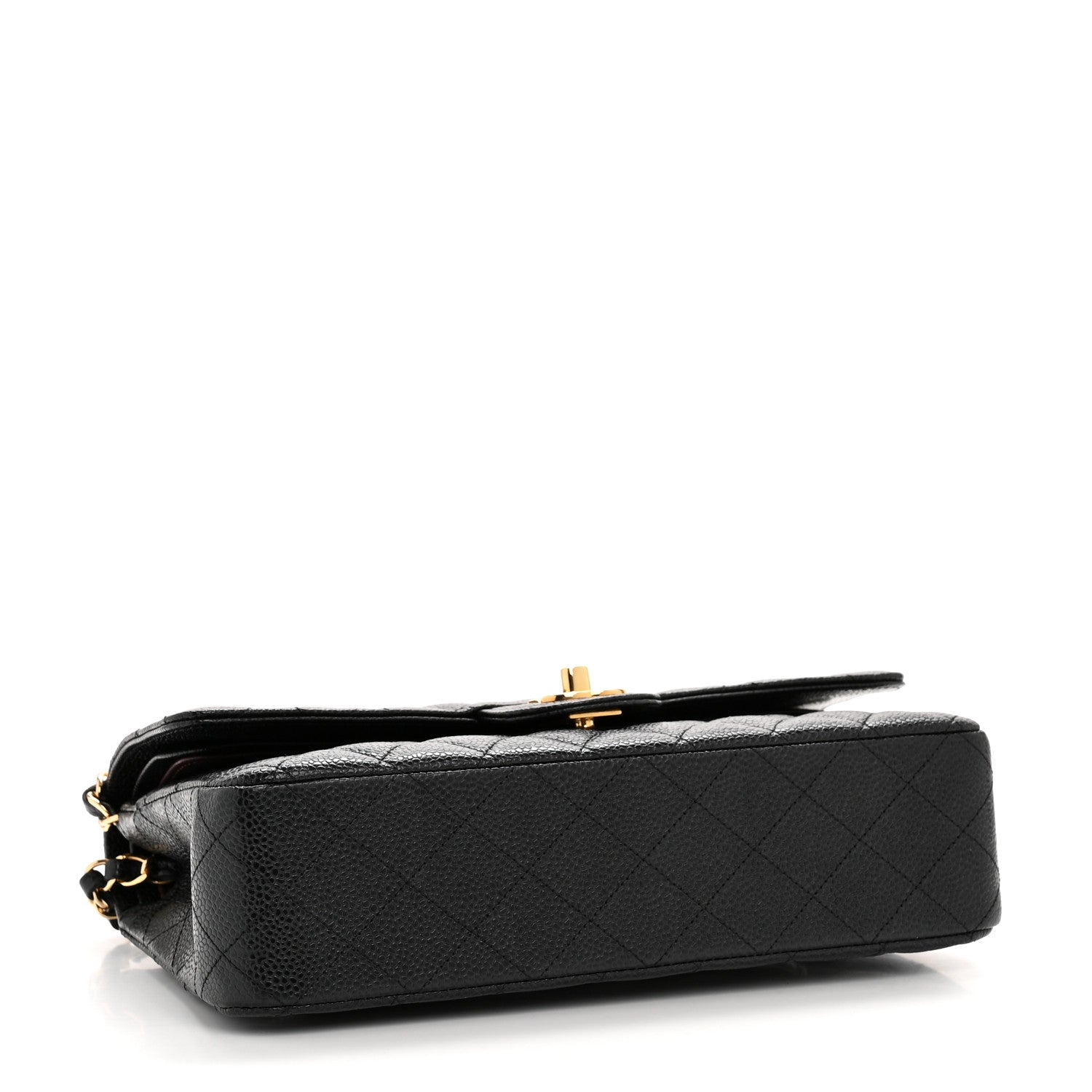 Caviar Quilted Medium Double Flap Black