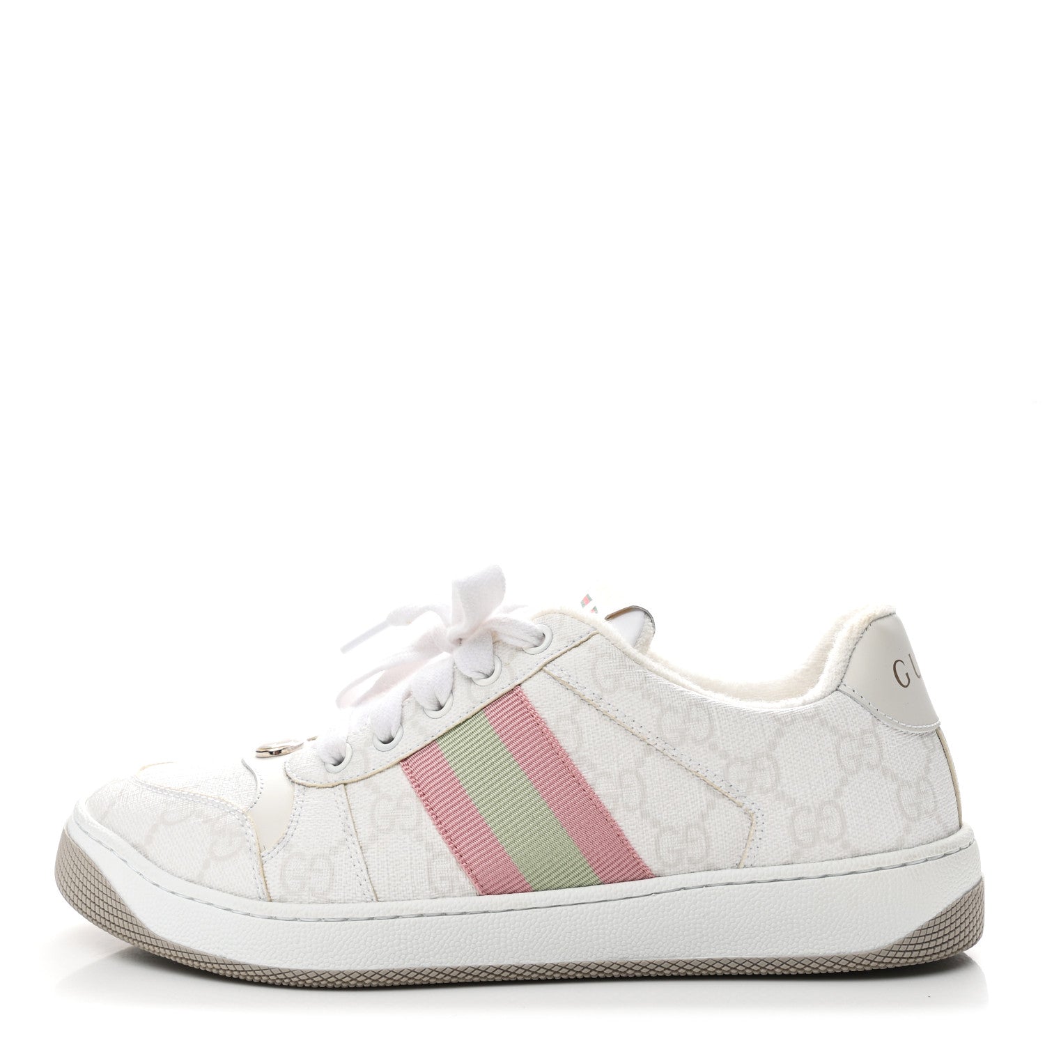 GG Monogram Web Screener Sneakers 38 White Grey Pink