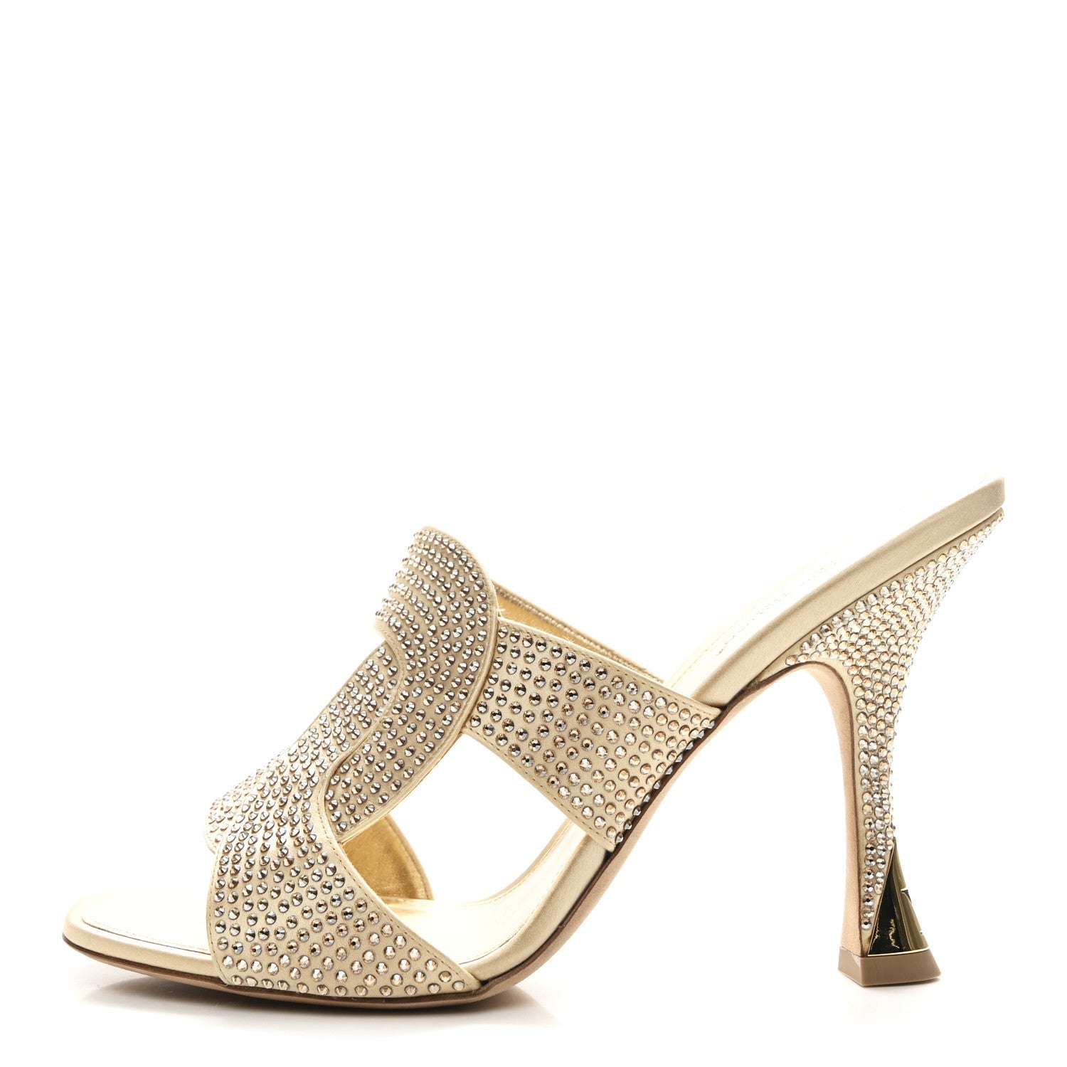 Satin Crystal Sparkle Mule 39 Gold