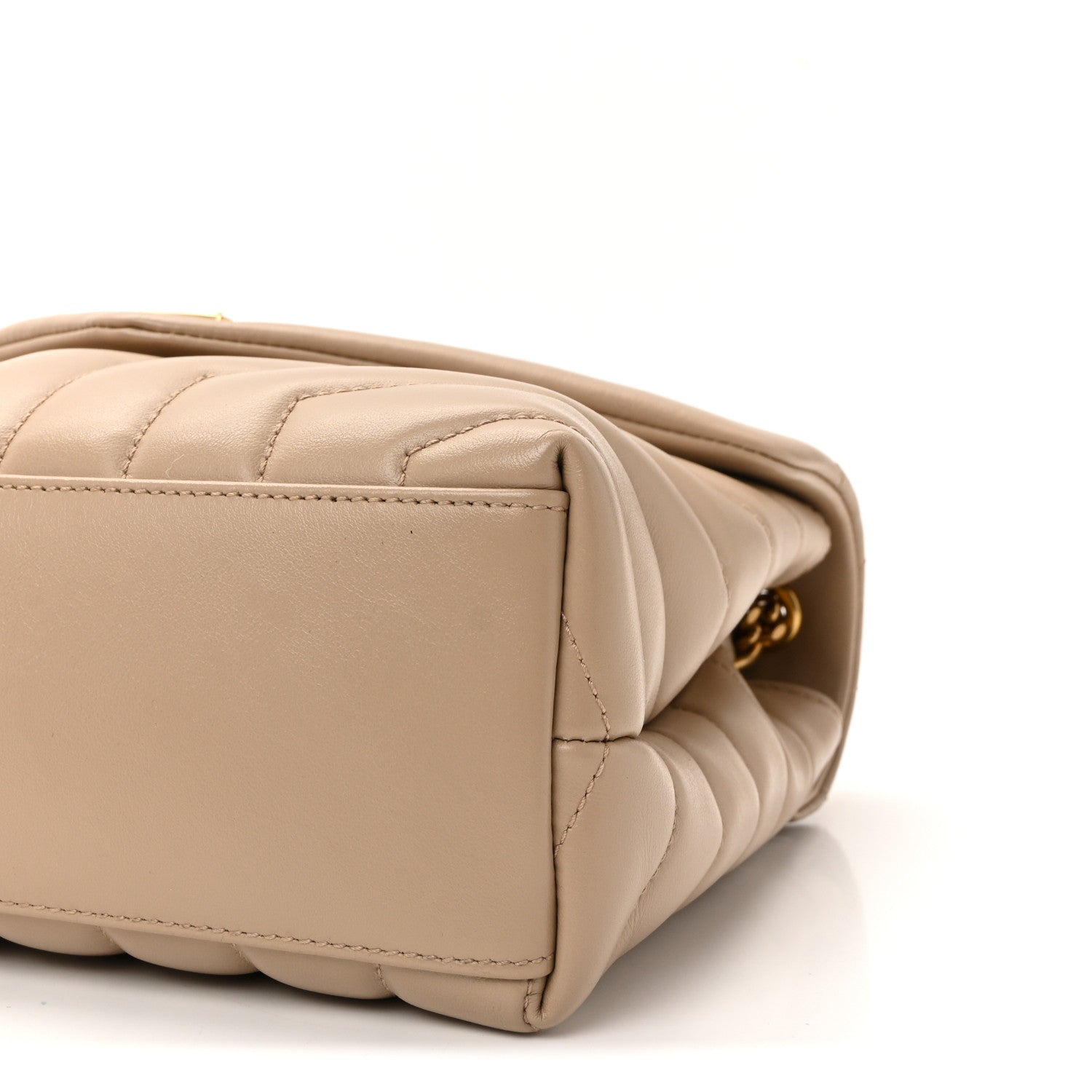 Calfskin Y Quilted Monogram Small Loulou Chain Satchel Dark Beige