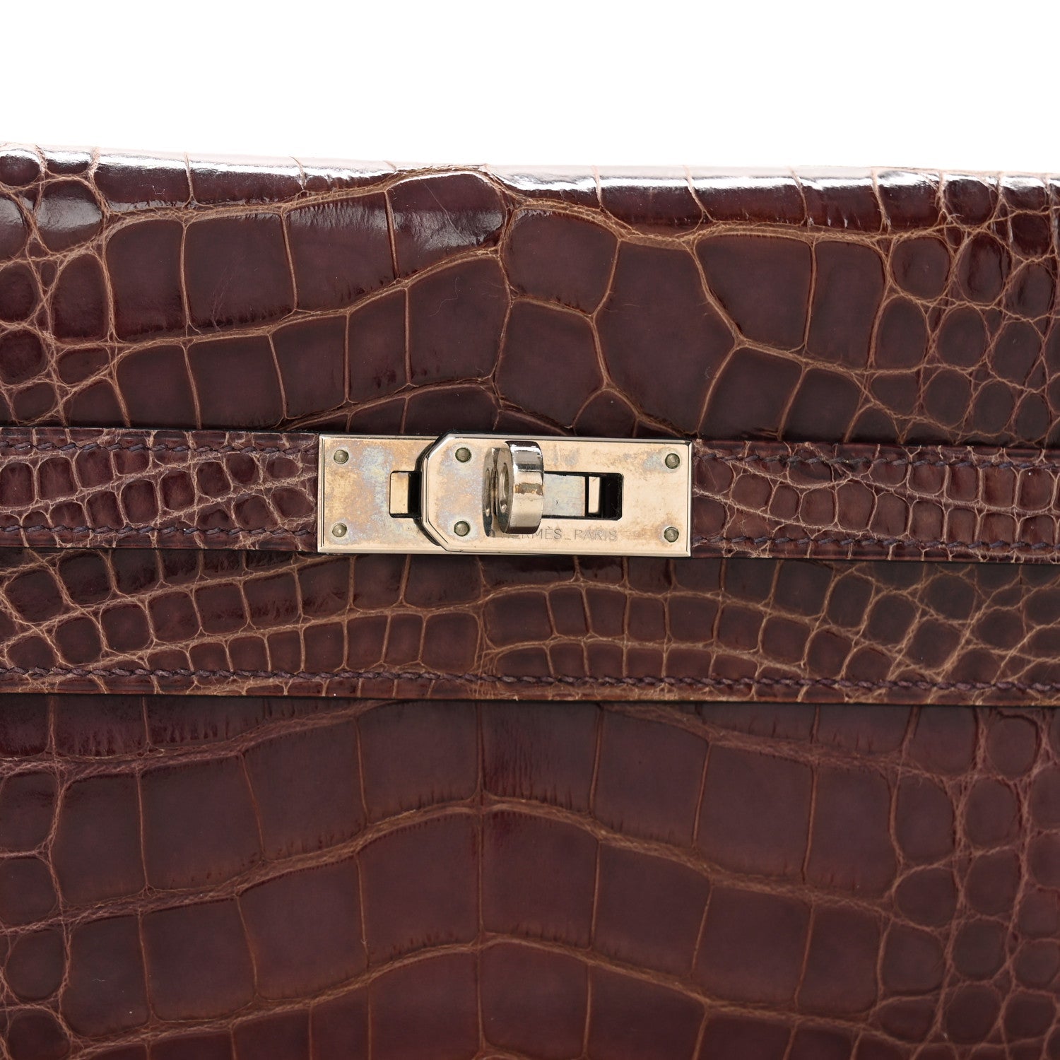 Shiny Alligator Kelly Longue Wallet Amethyst