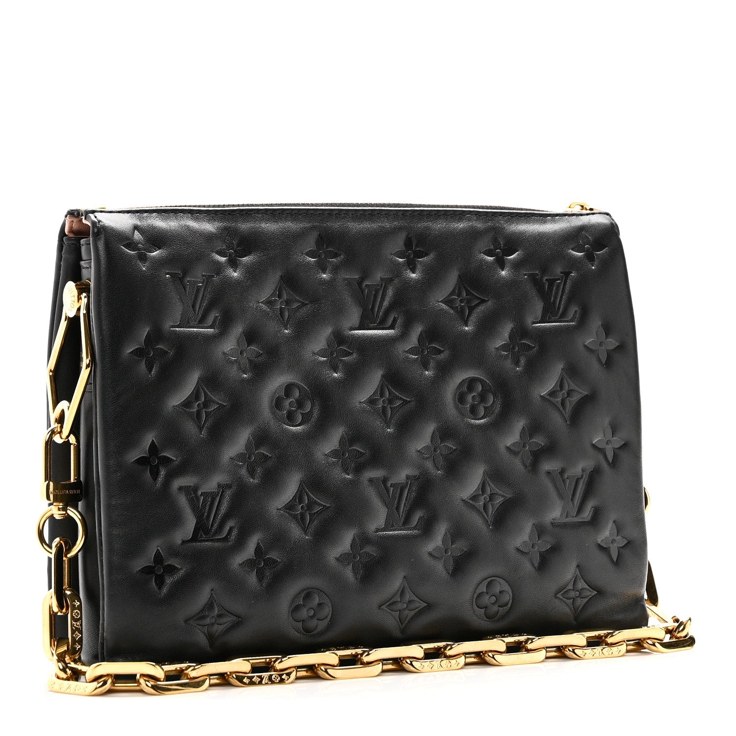 Lambskin Embossed Monogram Coussin PM Black