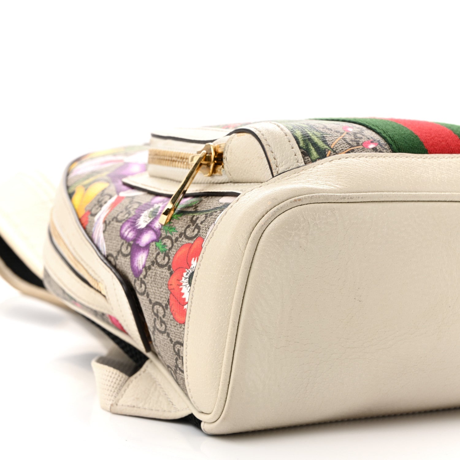 GG Supreme Monogram Flora Web Small Ophidia Day Backpack White
