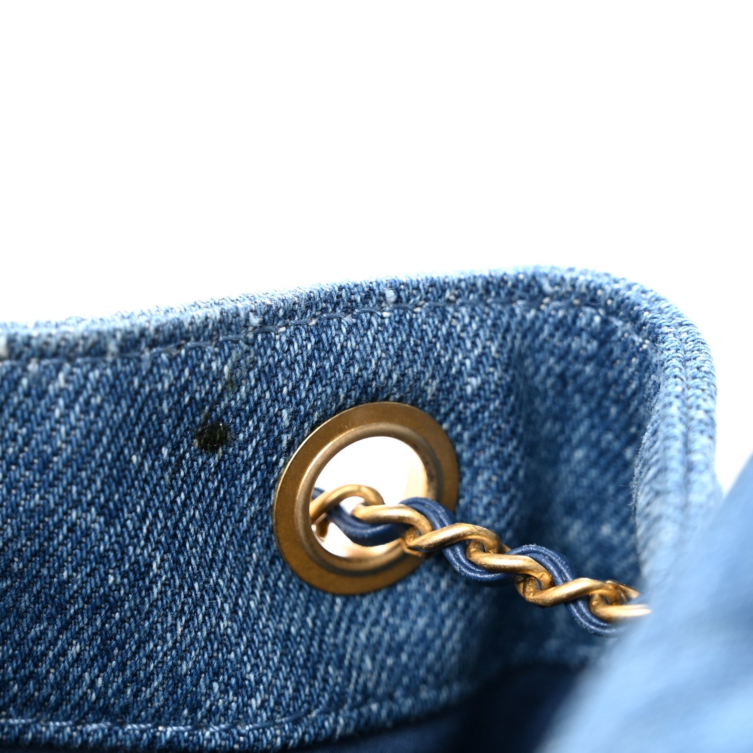 Washed Denim Quilted Small Chanel 25 Handbag Blue