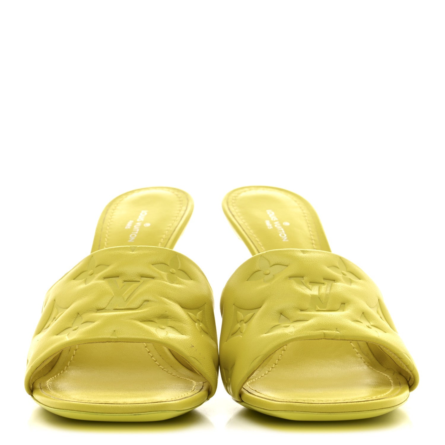 Lambskin Embossed Monogram Revival Mules 38 Neon Yellow