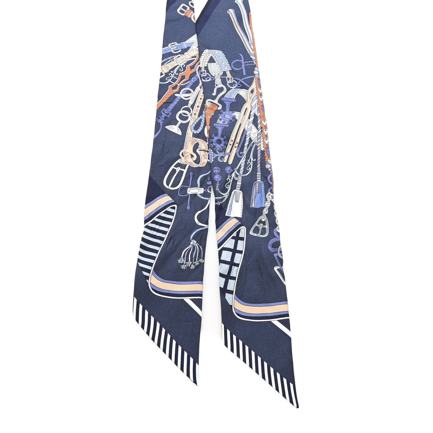 Silk Bouquets Selliers Twilly Marine Blanc Beige