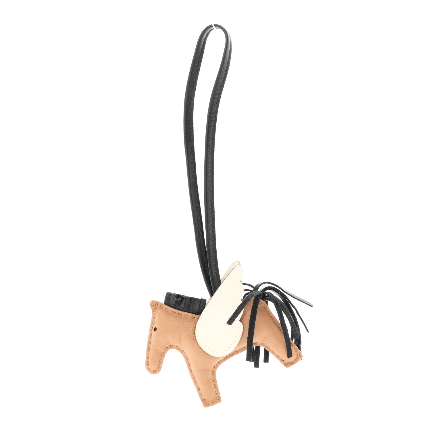 Milo Lambskin Grigri Rodeo Pegase Horse Bag Charm PM Sesame Black Nata
