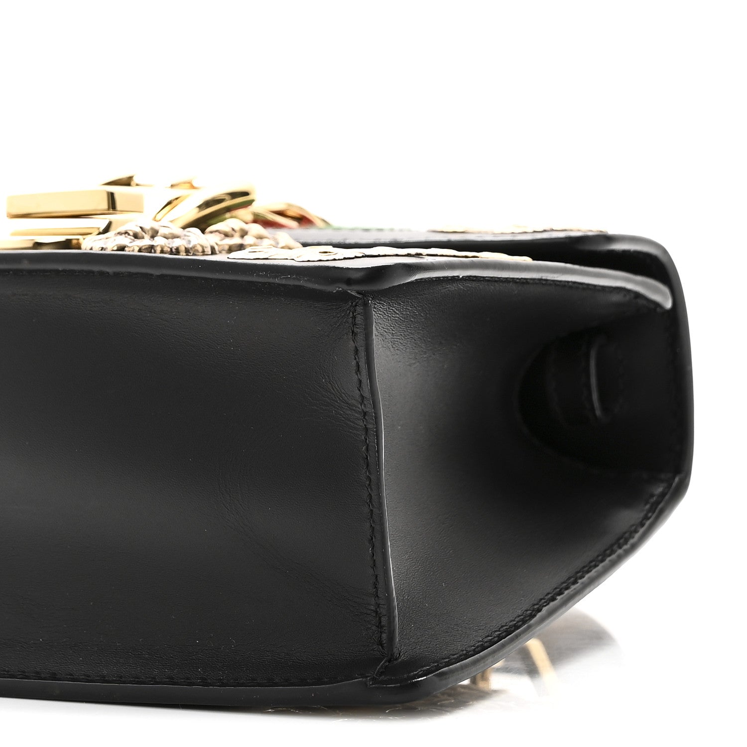 Calfskin Animal Studs Mini Sylvie Top Handle Bag Black