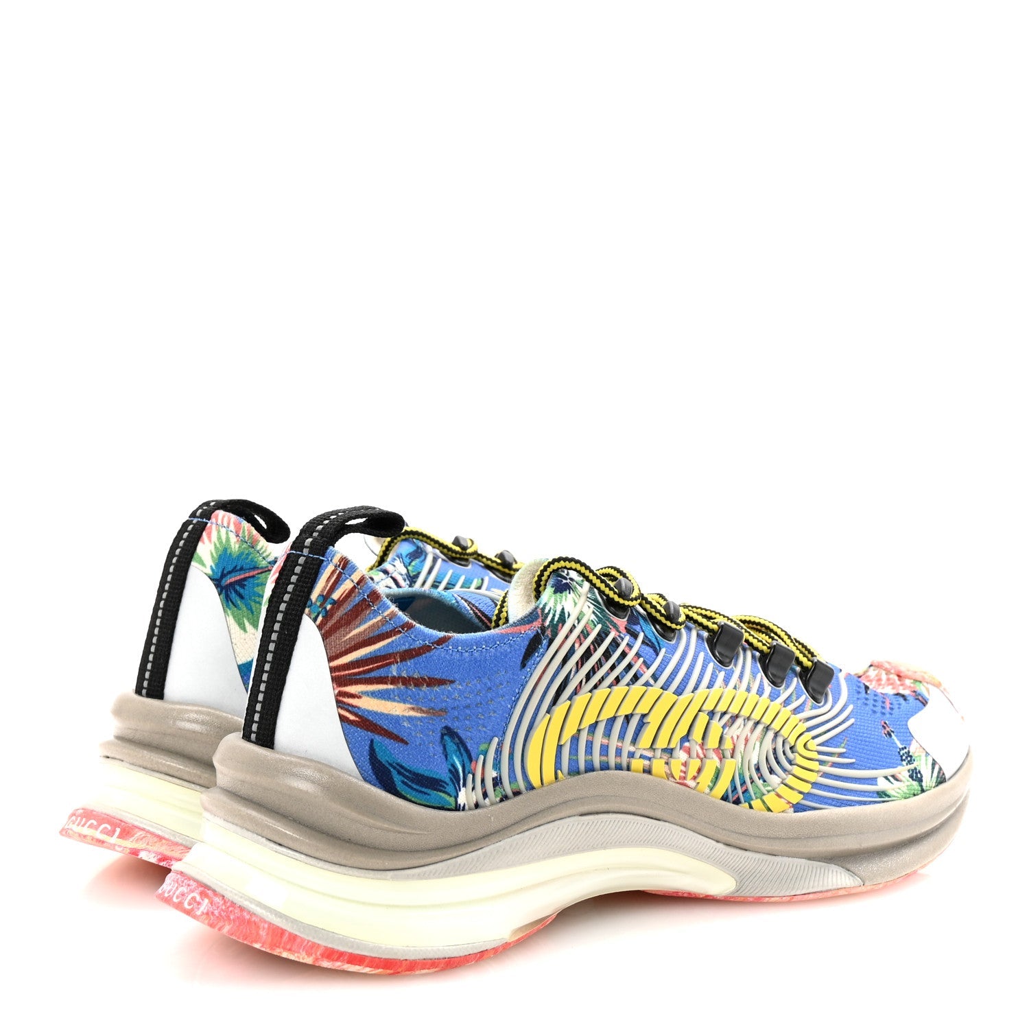 Technical Knit Fabric Waves Mens Gucci Run Sneakers 7.5 Multicolor