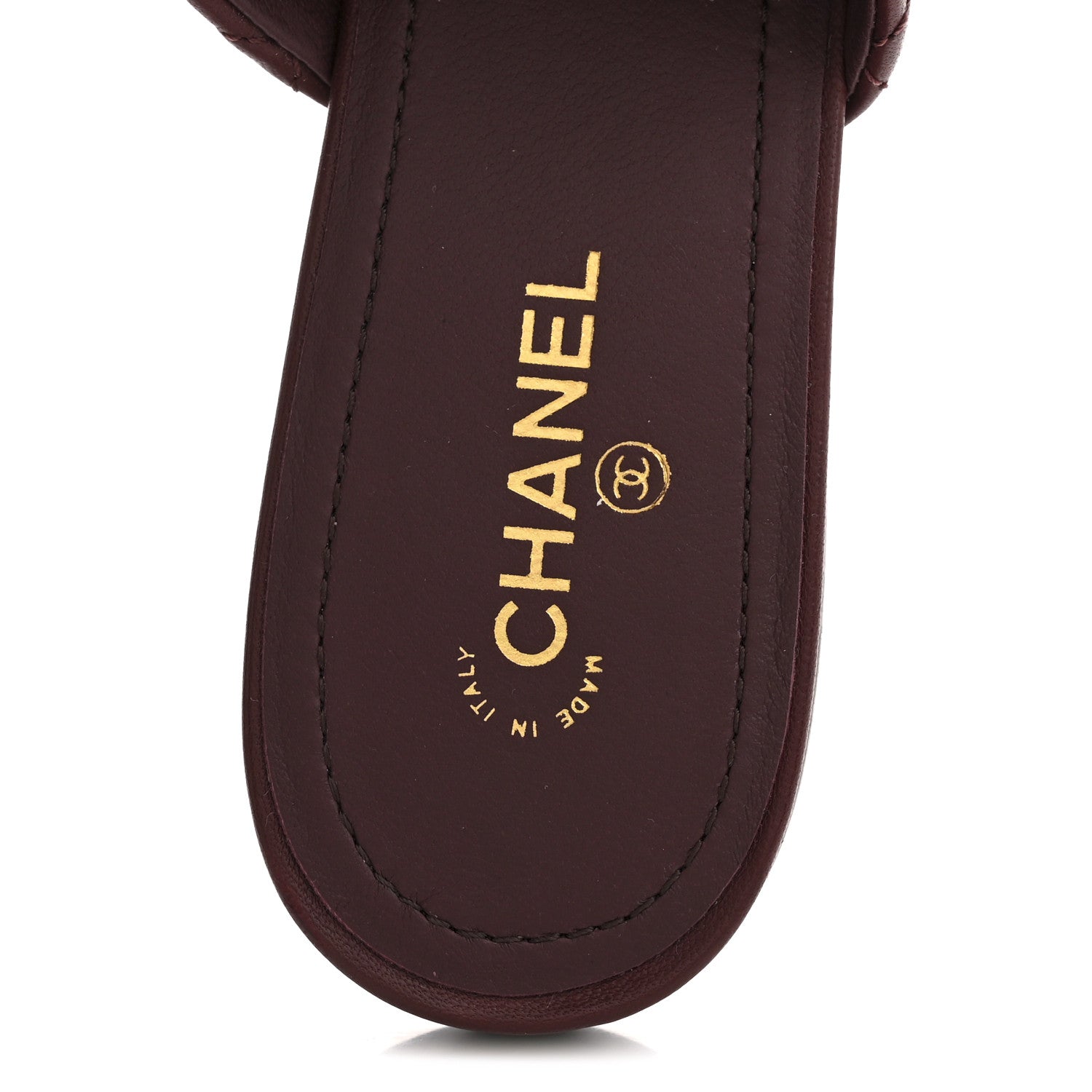 Lambskin Quilted CC Chain Mules 37 Burgundy Black