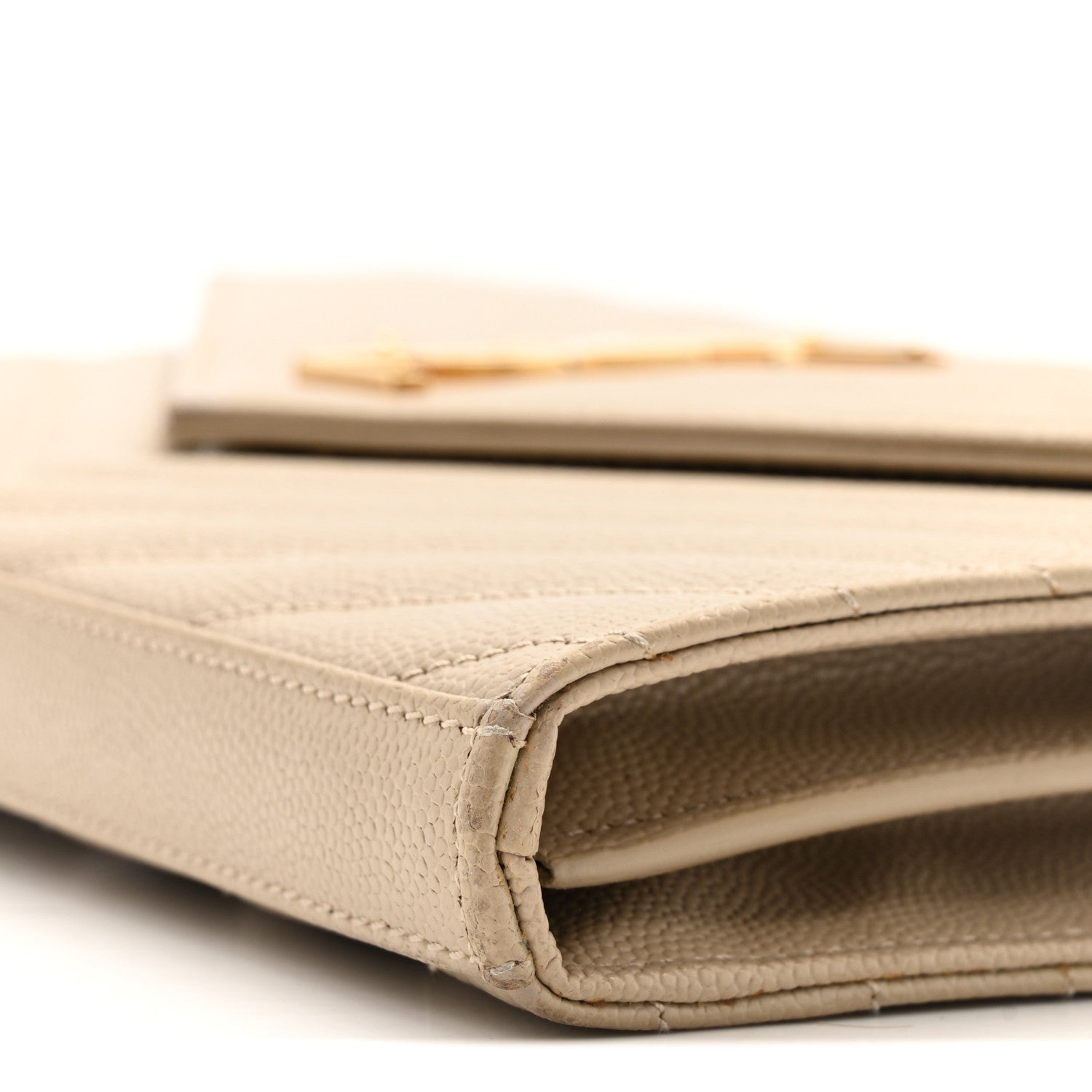 Grain De Poudre Matelasse Chevron Monogram Chain Wallet Dark Latte