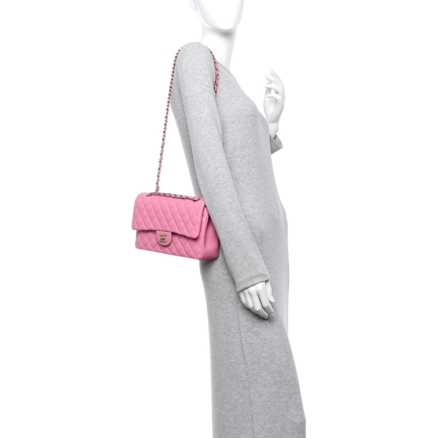 Caviar Quilted Medium Double Flap Pink
