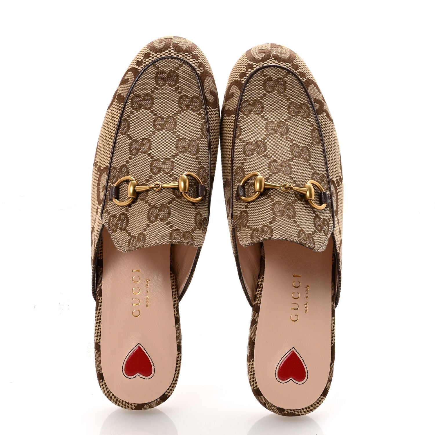 Monogram Jumbo GG Malaga Kid Womens Princetown Slippers 35.5 Camel Ebony New Acero Beige