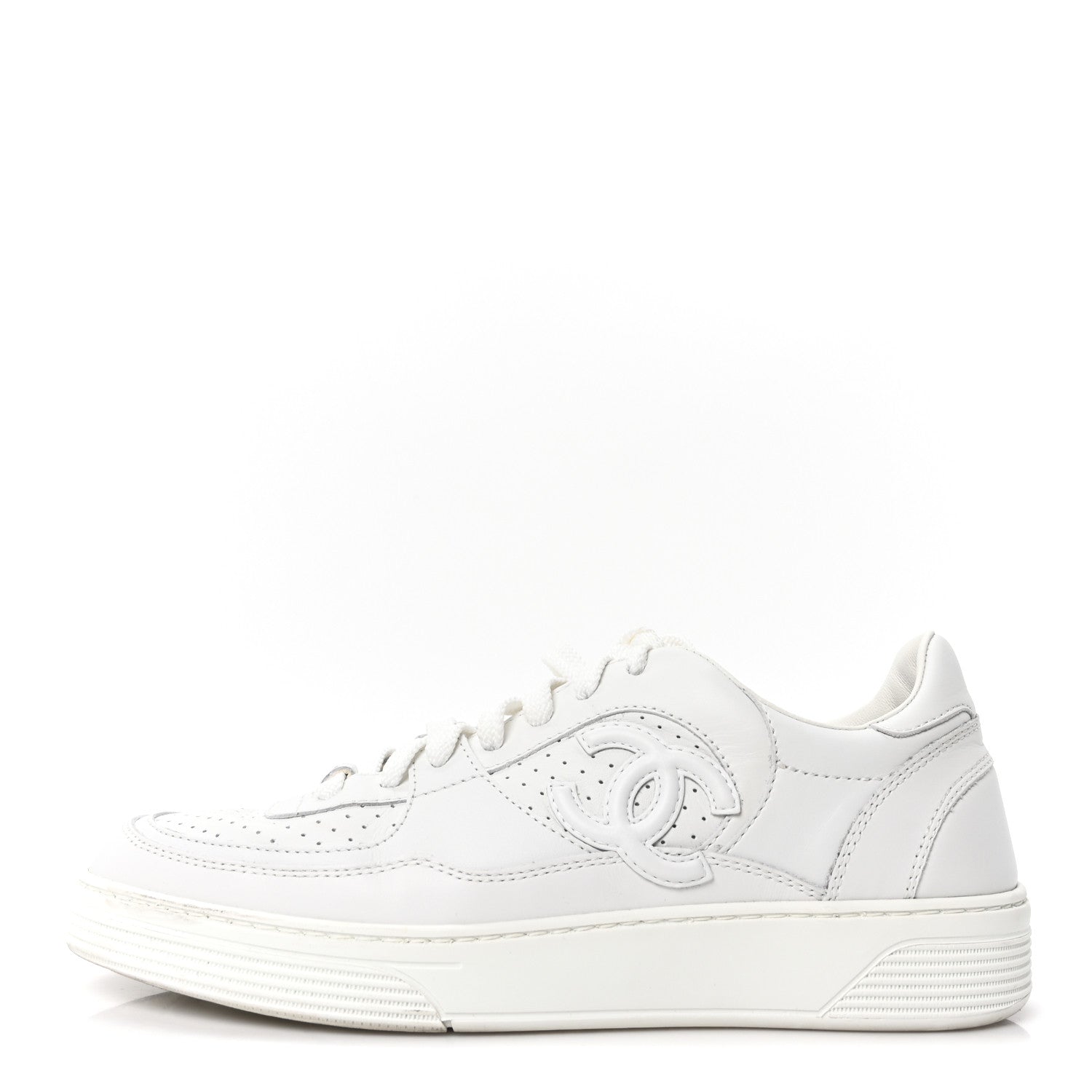 Calfskin CC Womens Sneakers 38 White