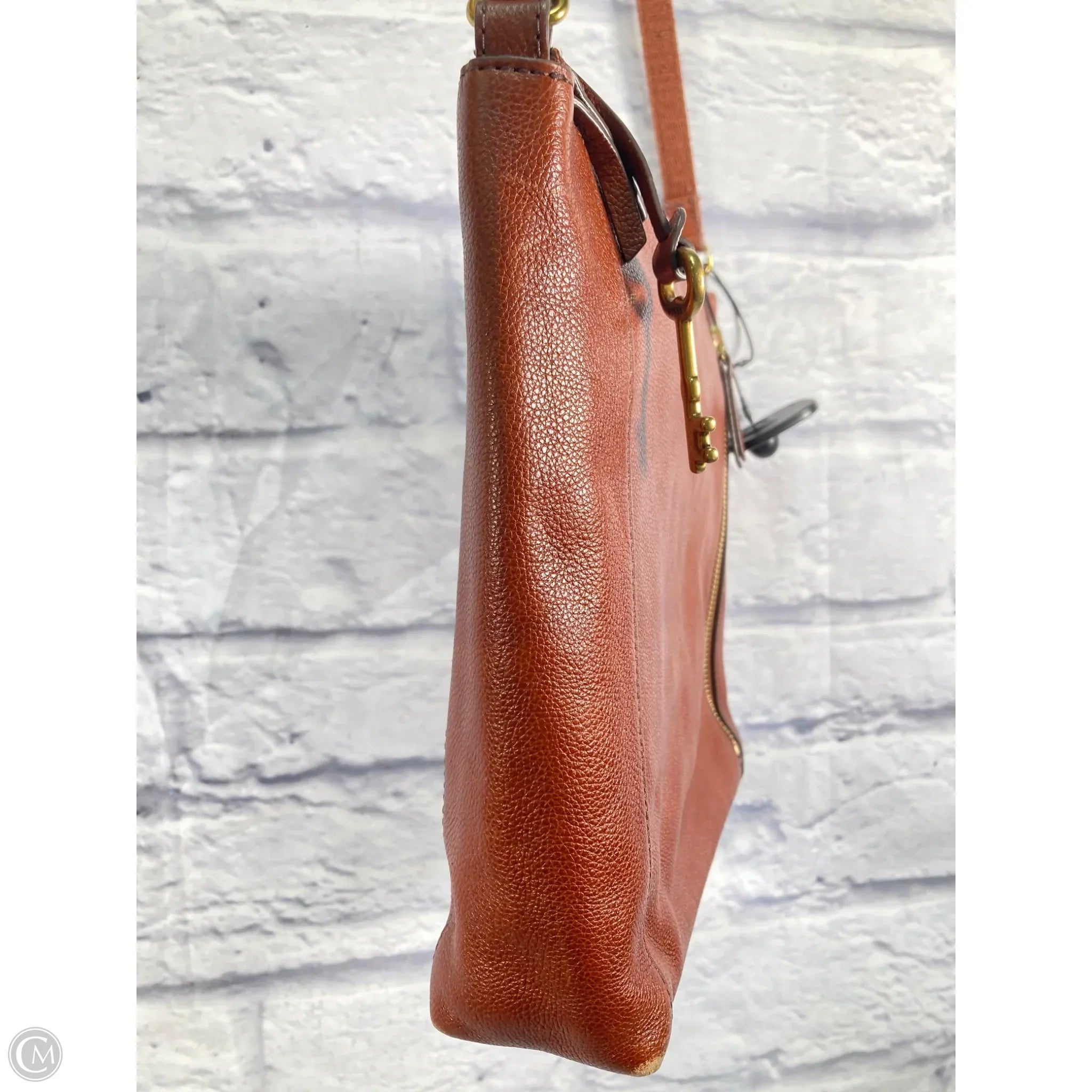 Crossbody Leather By Fossil, Size: Medium