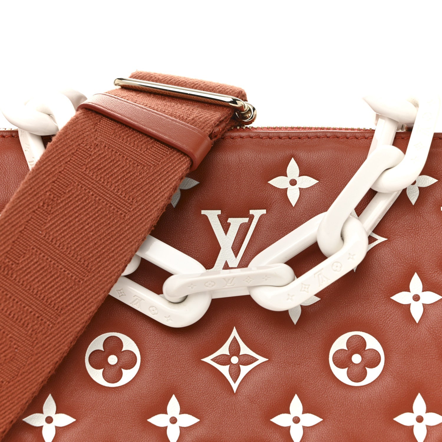 Lambskin Embossed Monogram Coussin PM Terracotta Brown
