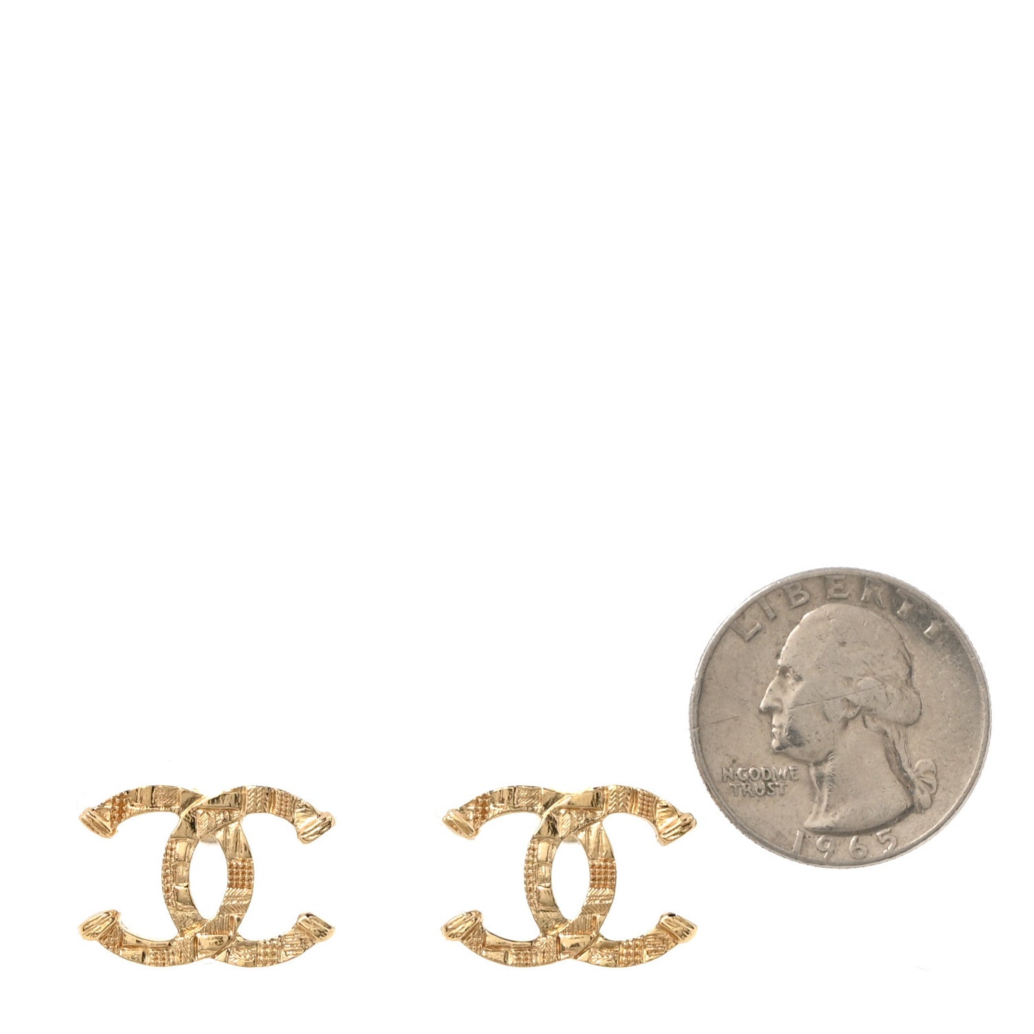 Metal Tweed Effect CC Earrings Gold