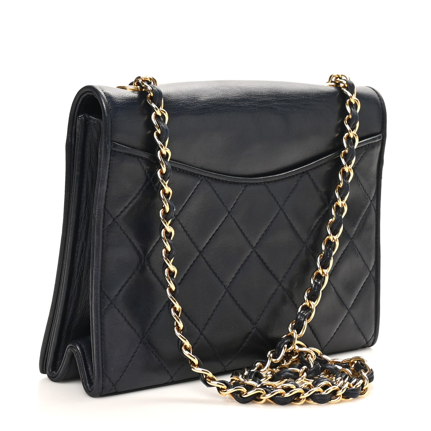 Lambskin Quilted Timeless CC Small Single Flap Navy Blue