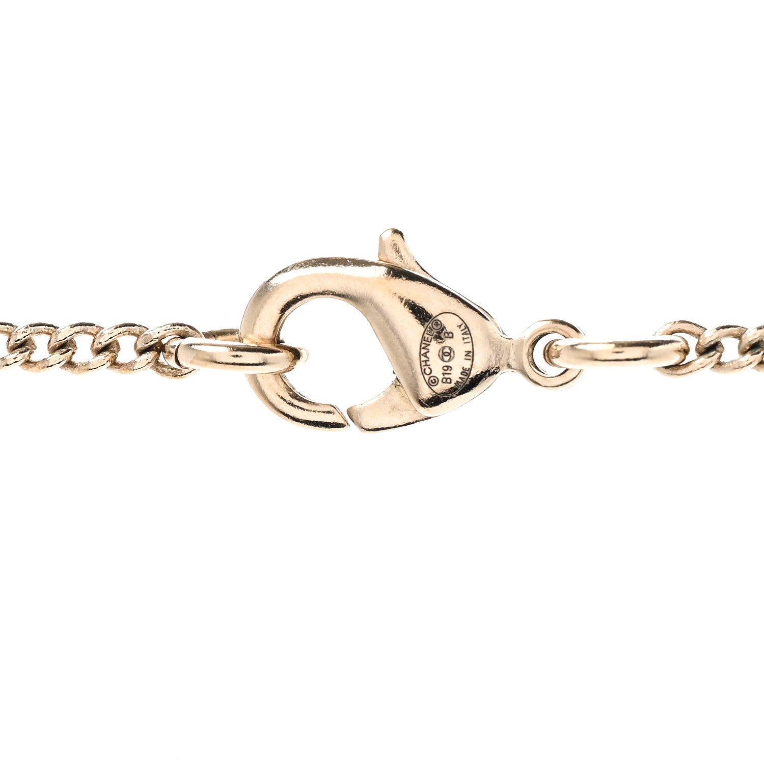 Crystal Pearl CC Chain Necklace Gold Black