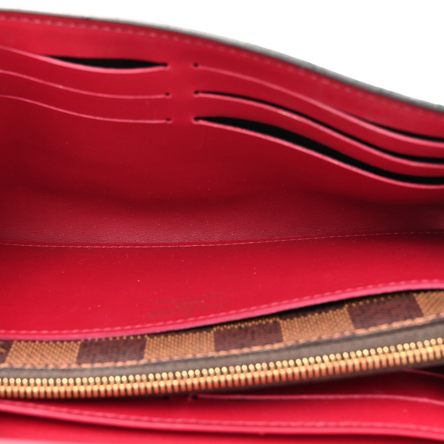 Damier Ebene Croisette Chain Wallet Scarlet