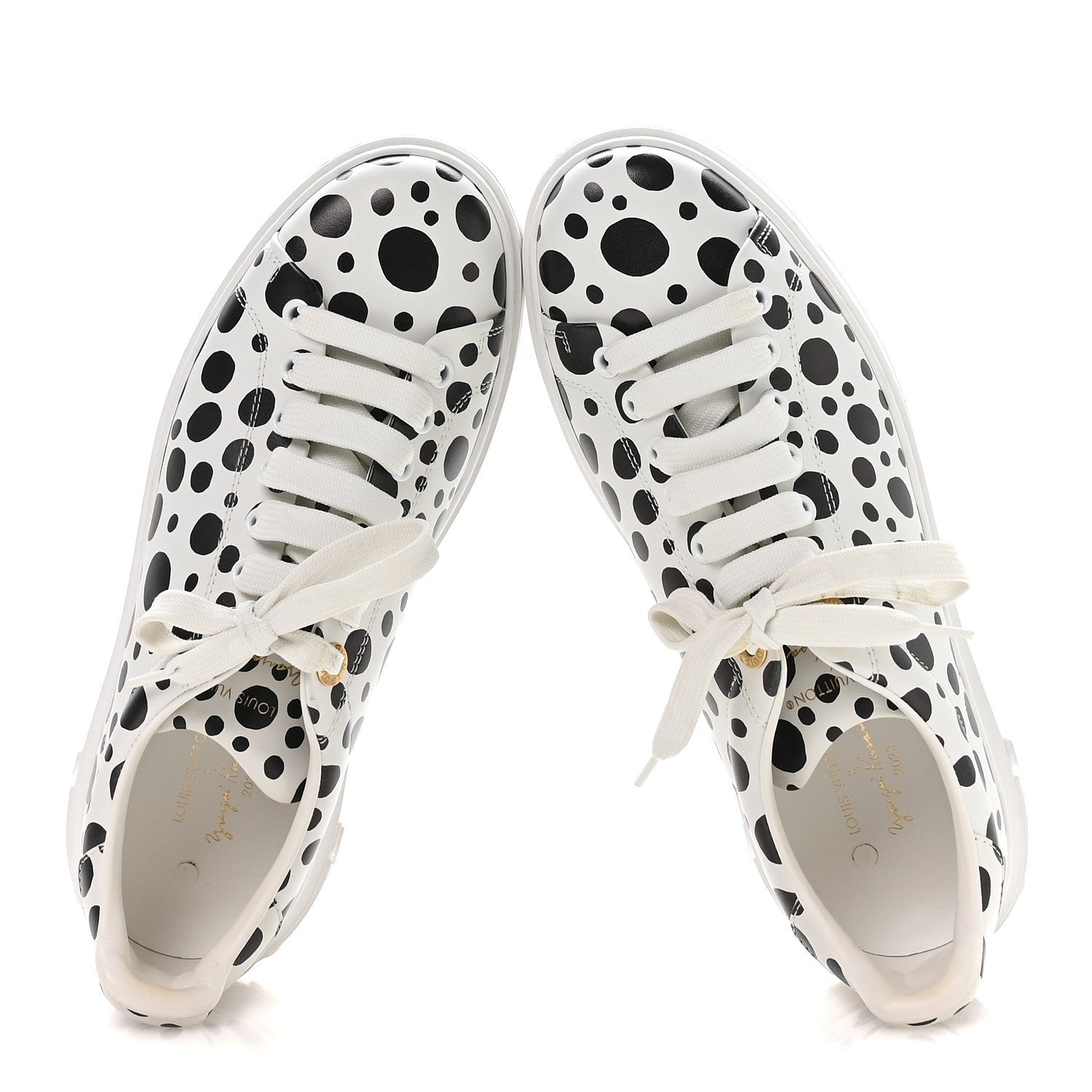 LV X YK Calfskin Printed Infinity Dots Time Out Sneakers 38.5 White
