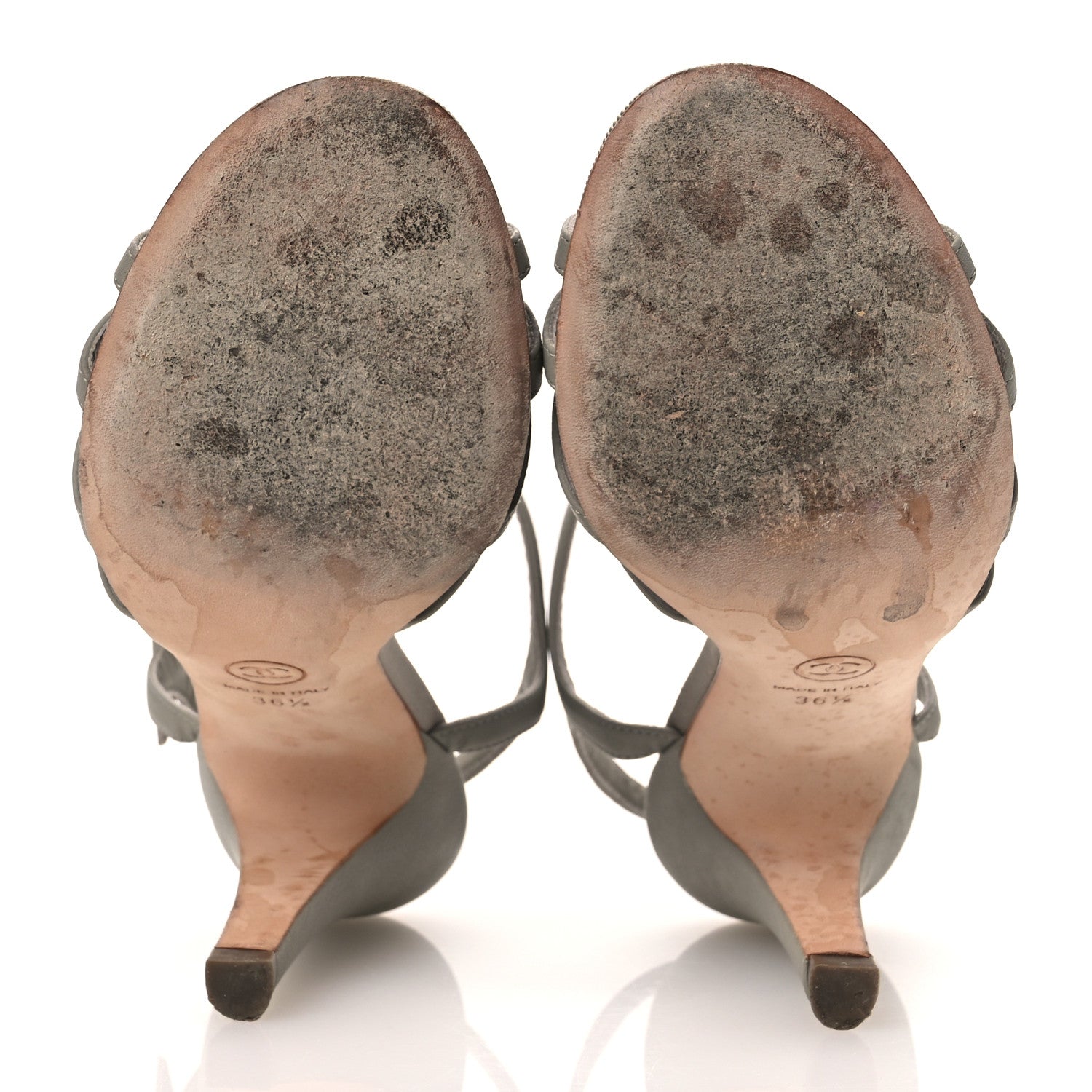 Lambskin Grosgrain Bow CC Sandals 36.5 Gris