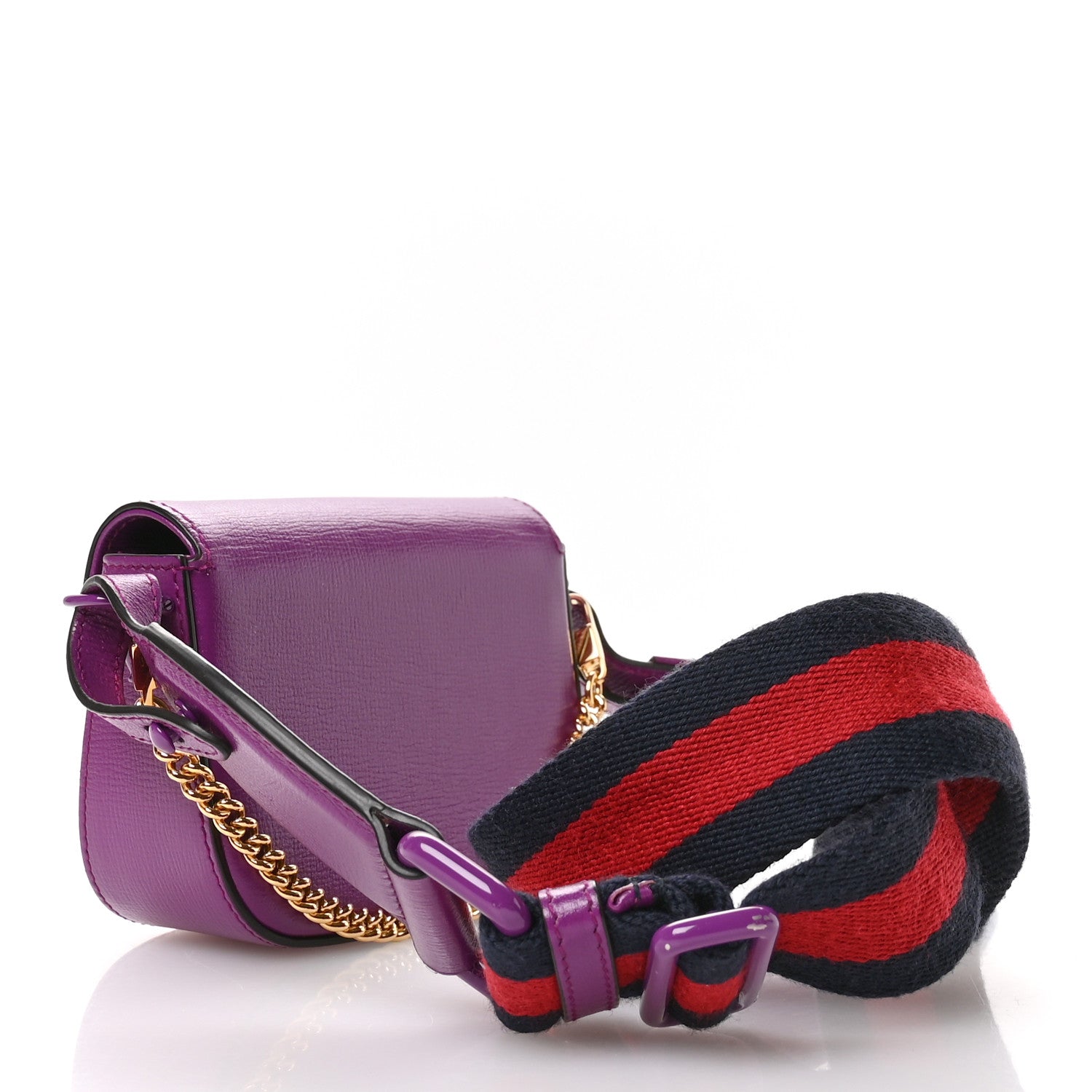 Azalea Calfskin Web Monochrome Horsebit 1955 Wallet On Strap Purple
