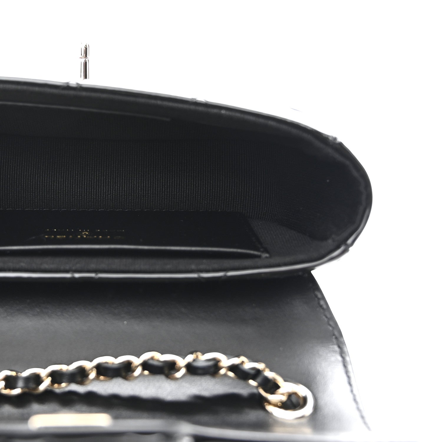 Patent Calfskin Quilted Mini Clutch Black