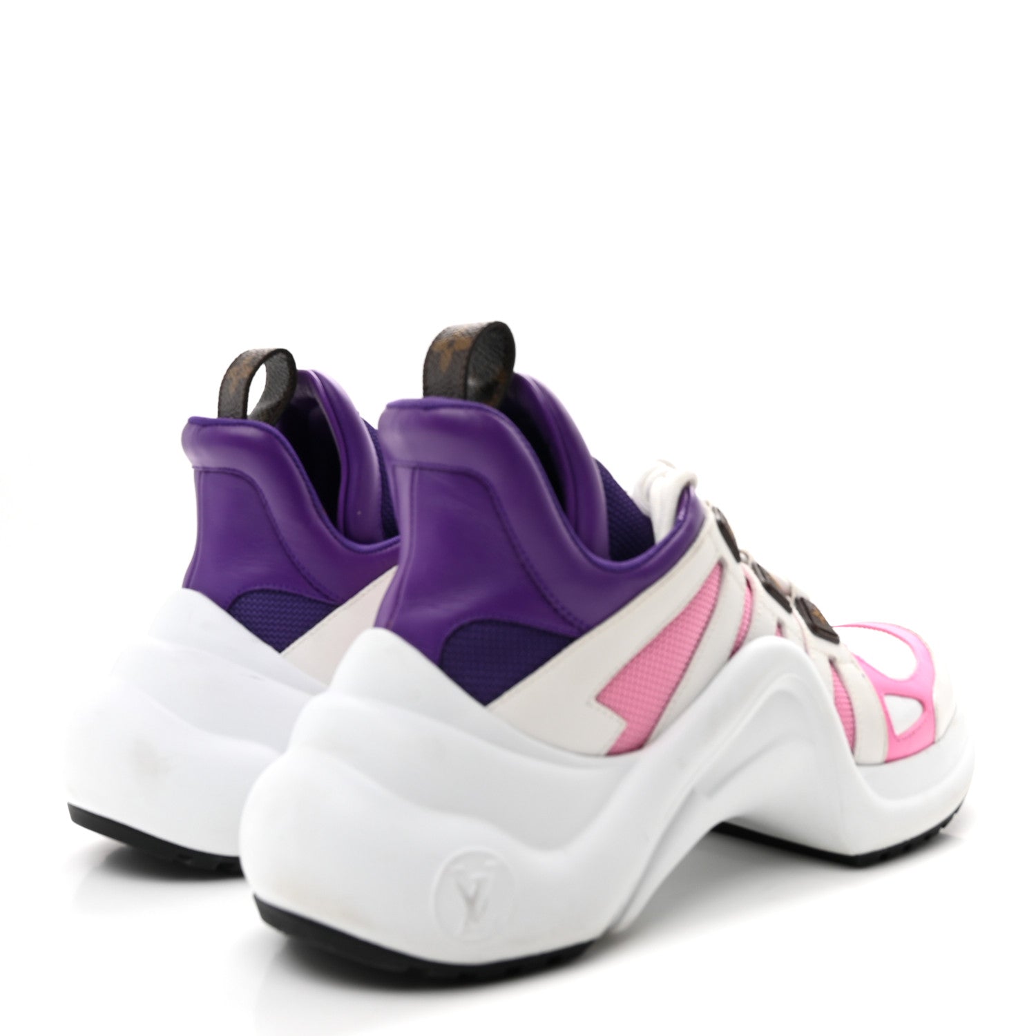 Calfskin Technical Nylon LV Archlight Sneakers 38 White Pink Purple