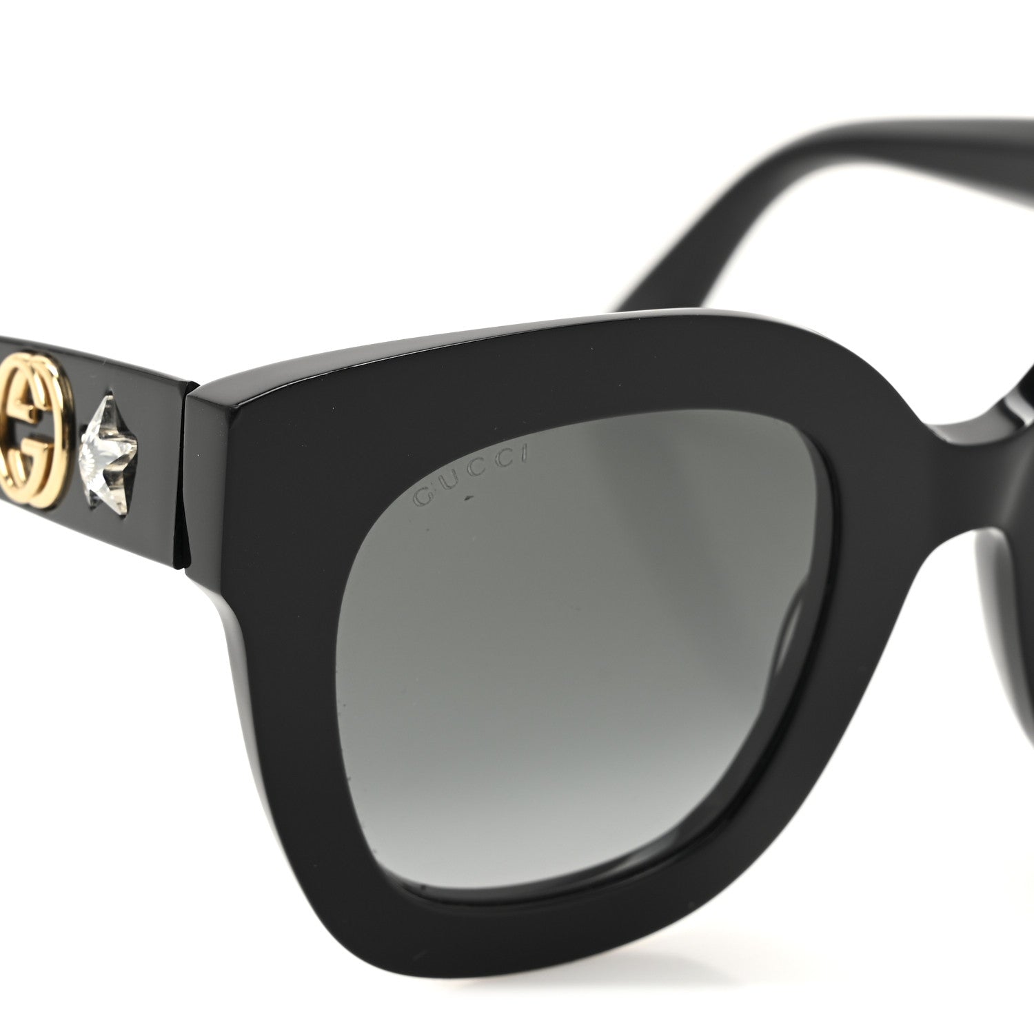 Acetate Crystal Star Round Frame Sunglasses GG0208S Black