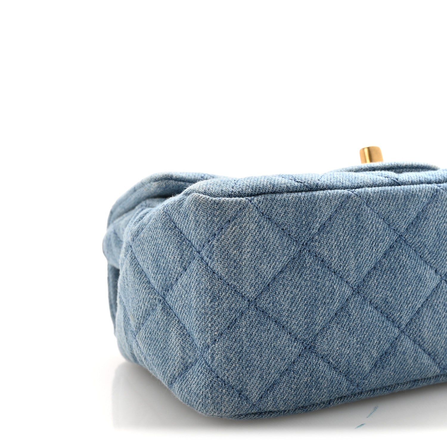 Denim Quilted Mini Pearl Crush Flap Blue