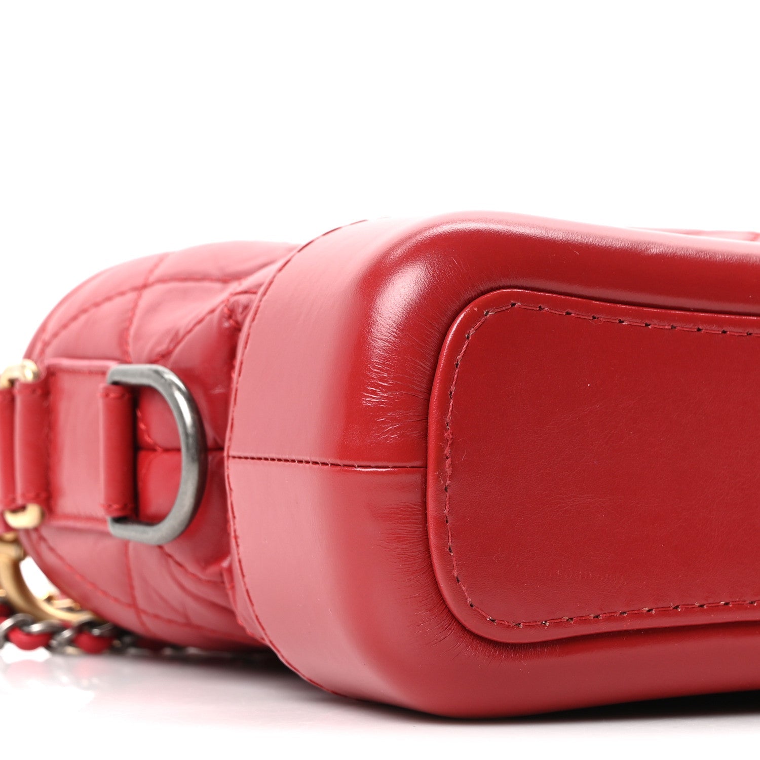 Aged Calfskin Quilted Small Gabrielle Logo Hobo Red
