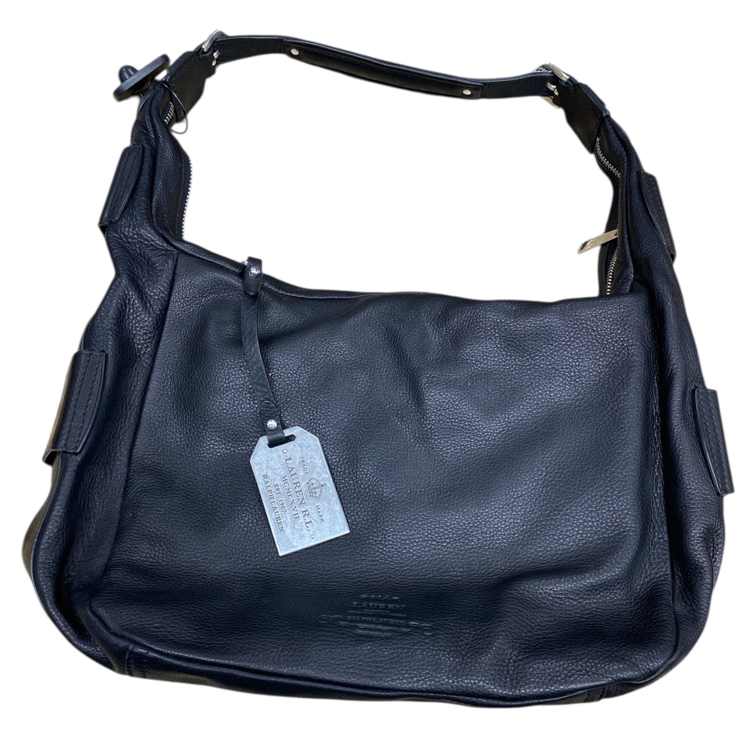 Handbag Leather By Lauren By Ralph Lauren In Black, Size:Medium