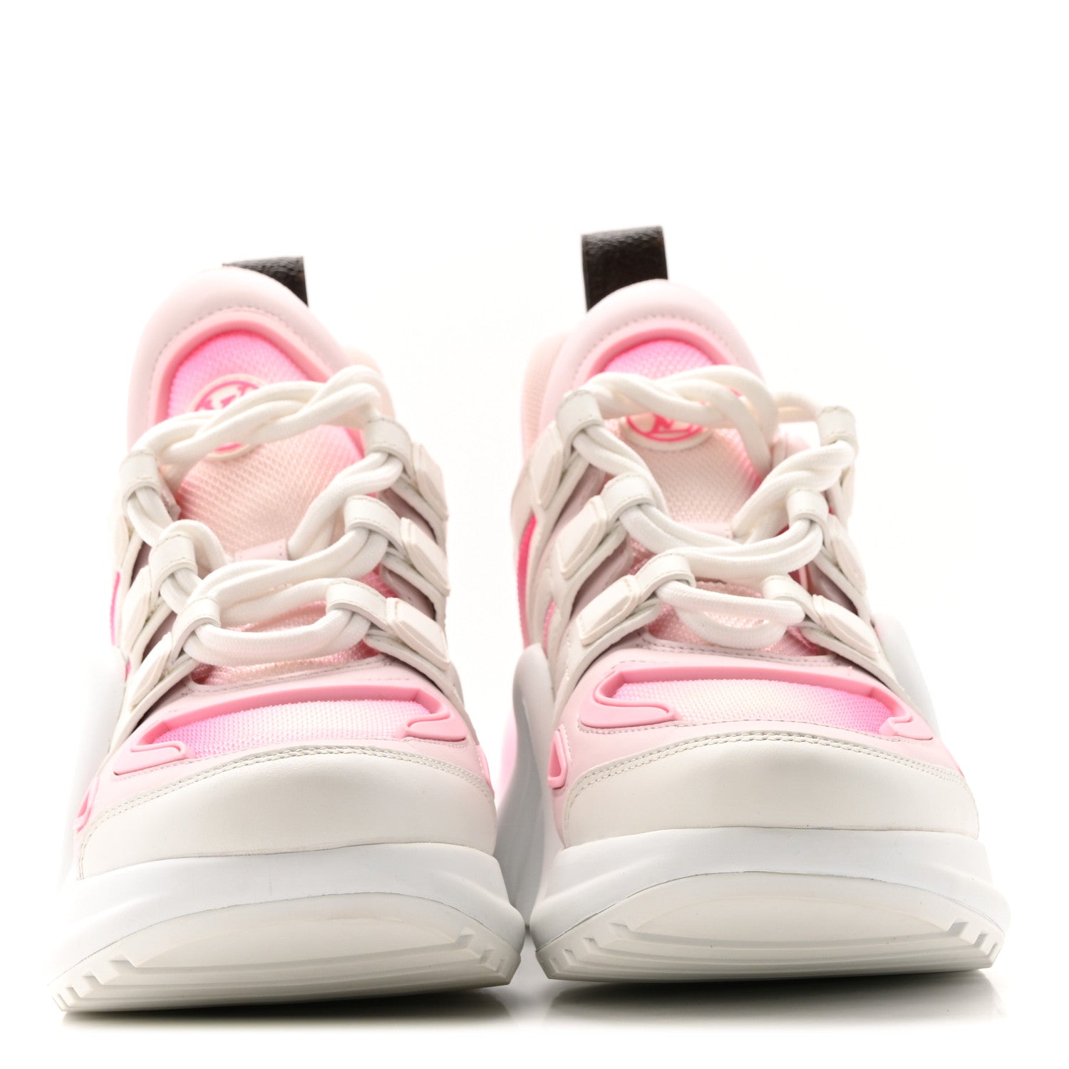Calfskin Technical Nylon LV Archlight Sneakers 37 White Pink