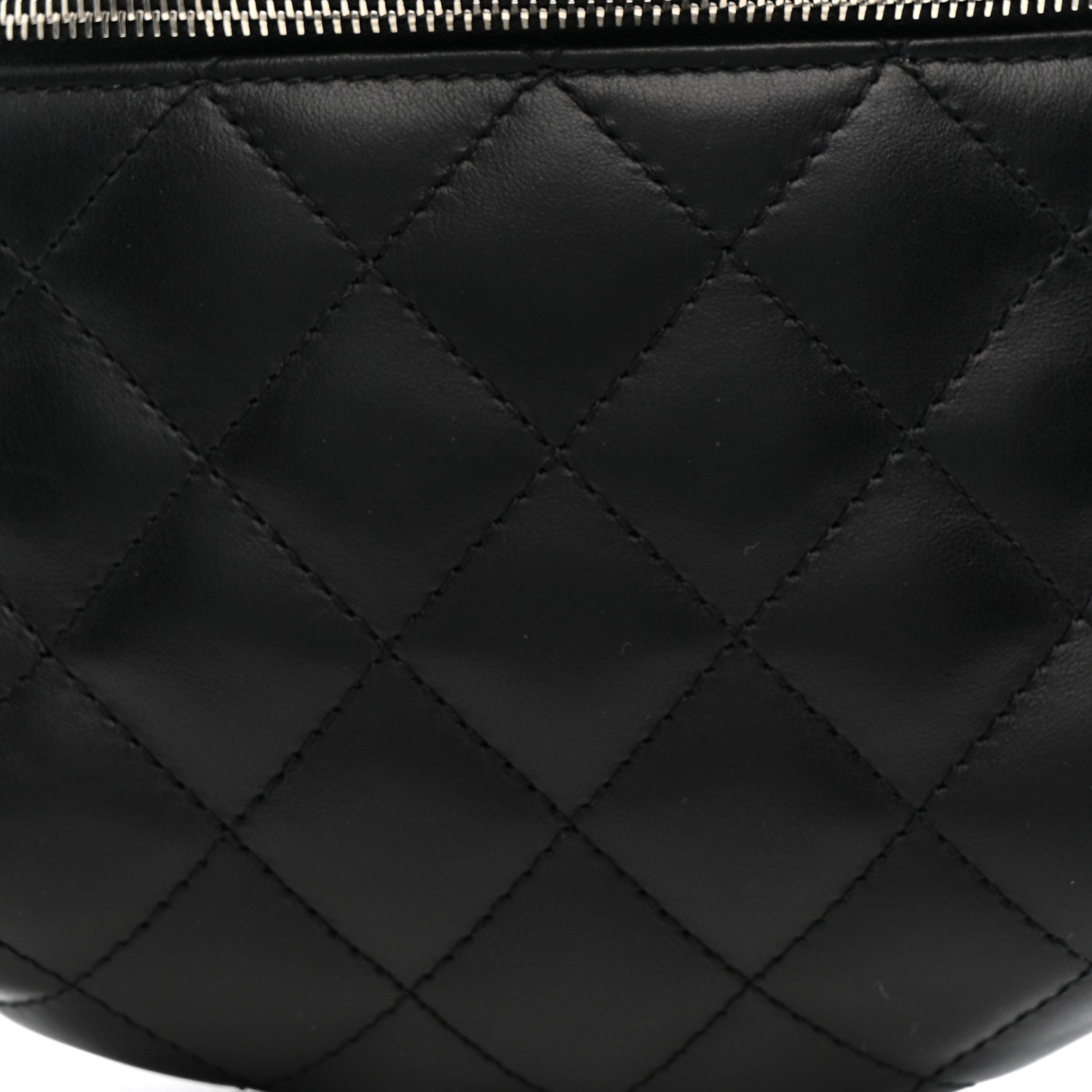 Lambskin Quilted Waist Belt Bag Black