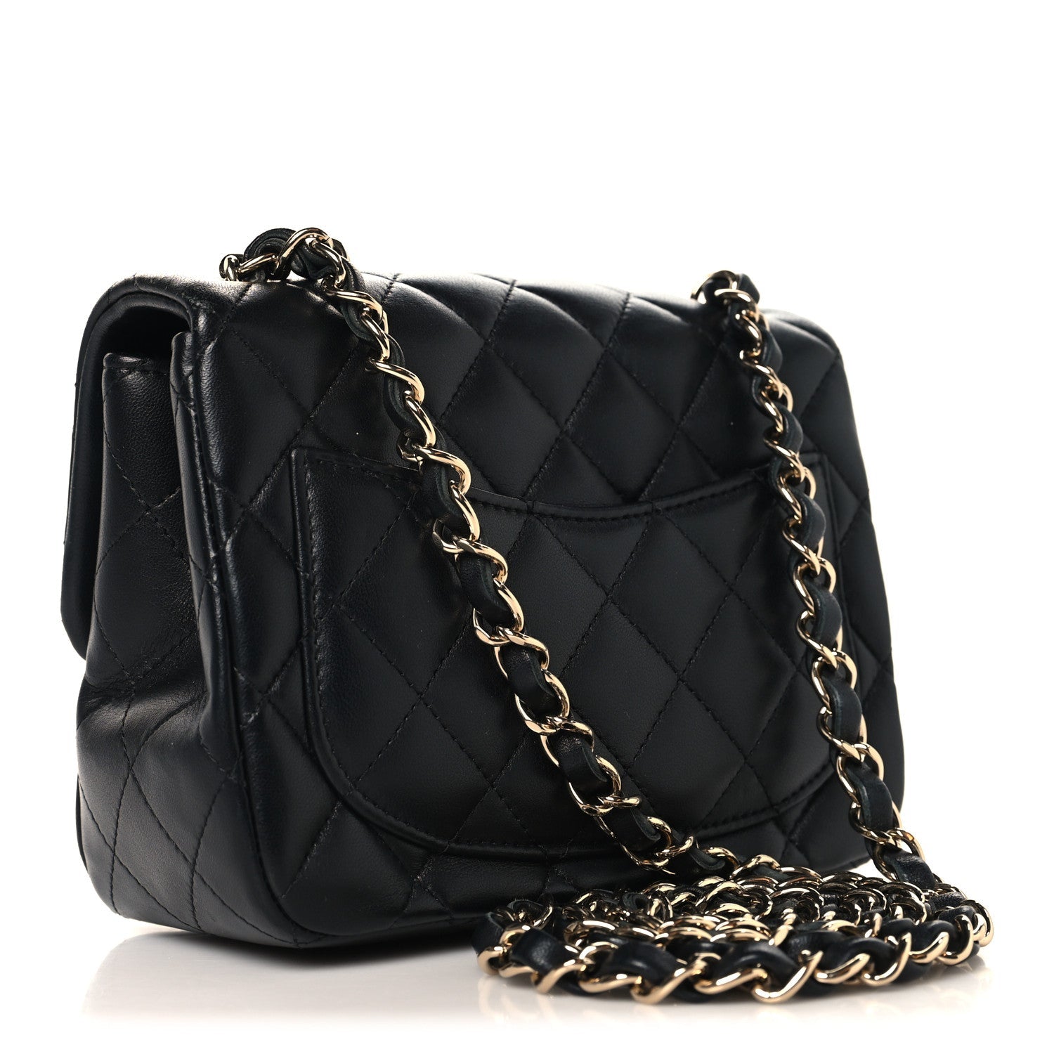Lambskin Quilted Mini Square Flap Black