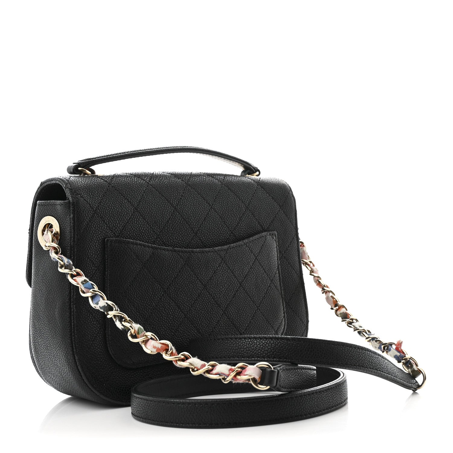 Grained Calfskin Quilted Small Cuba Top Handle Flap Black