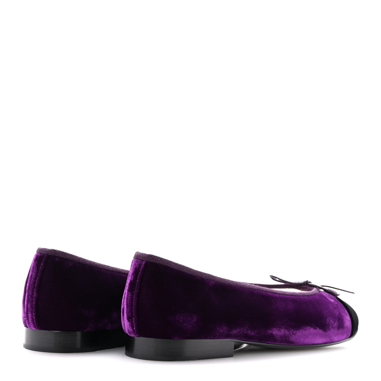 Velvet Cap Toe Ballerina Flats 35.5 Purple Black