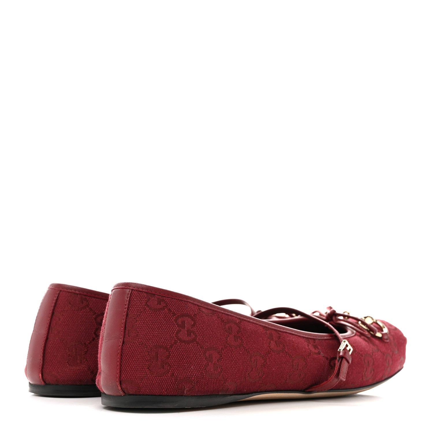 GG Monogram Horsebit Ballet Flats 40 Rosso Ancora
