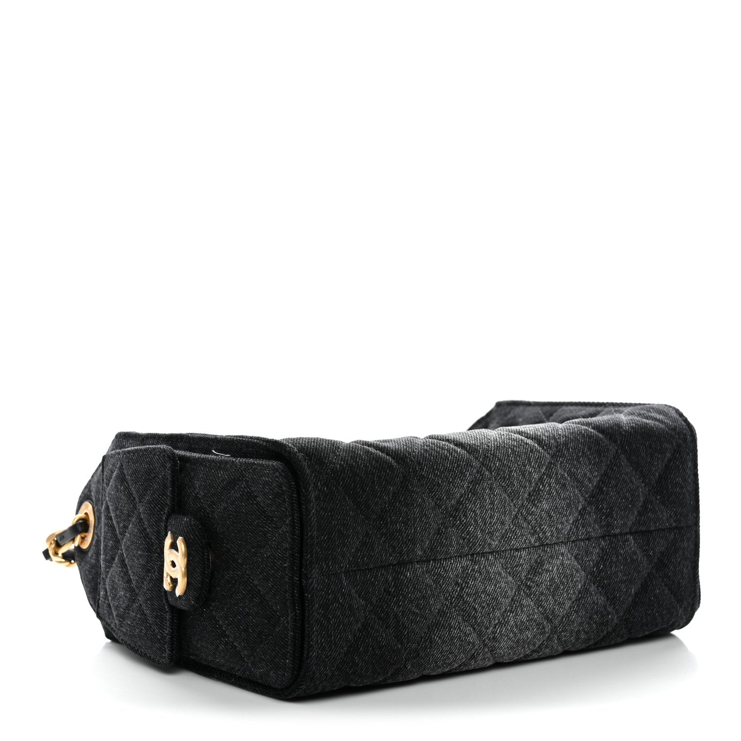 Washed Denim Quilted Mini Chanel 25 Handbag Black