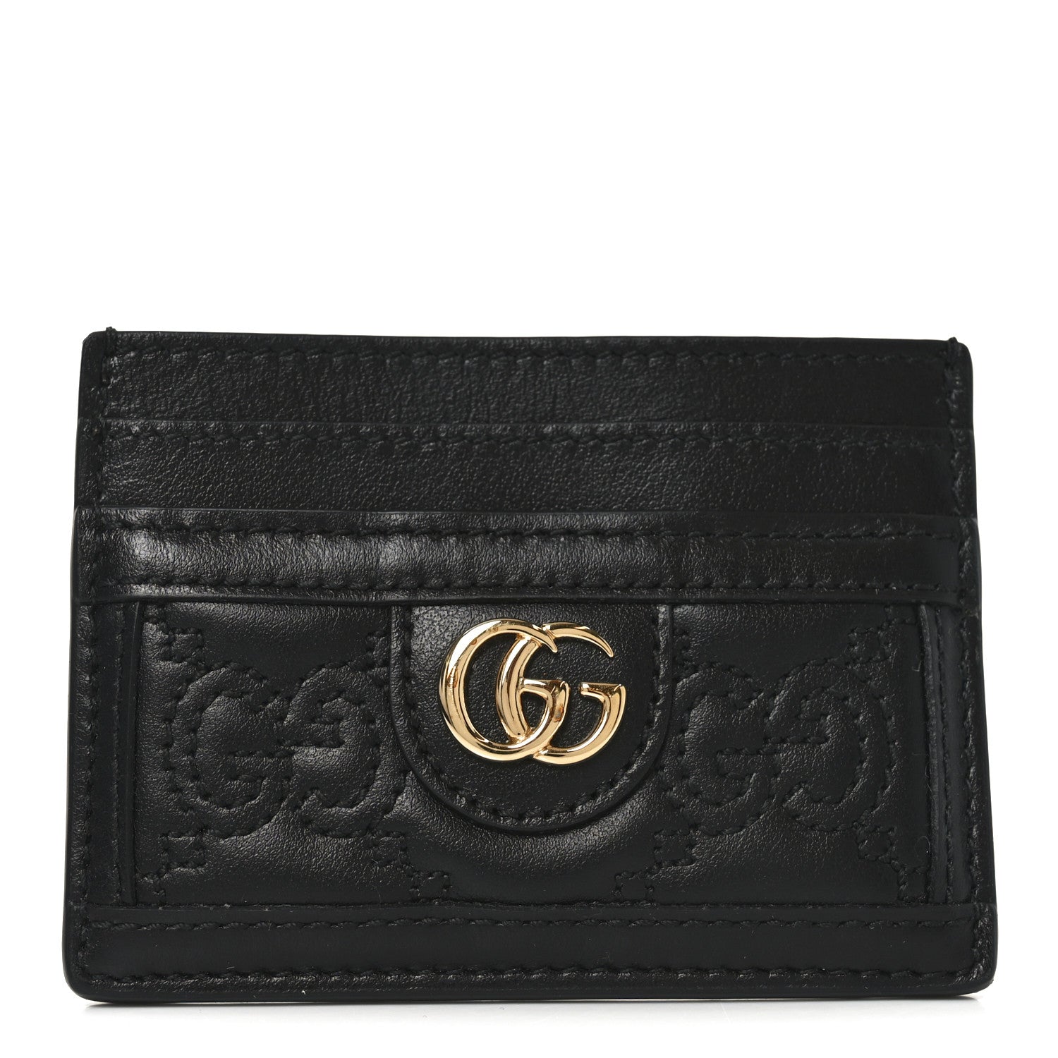 Calfskin GG Matelasse Card Holder  Black