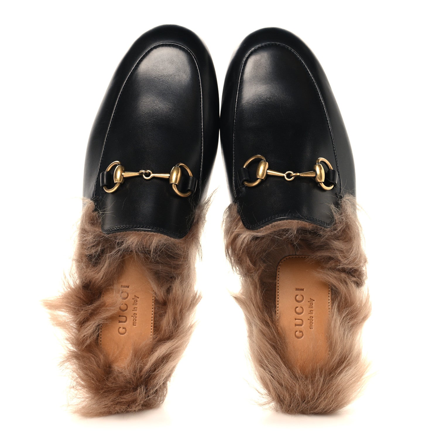 Calfskin Fur Womens Princetown Slippers 35 Black