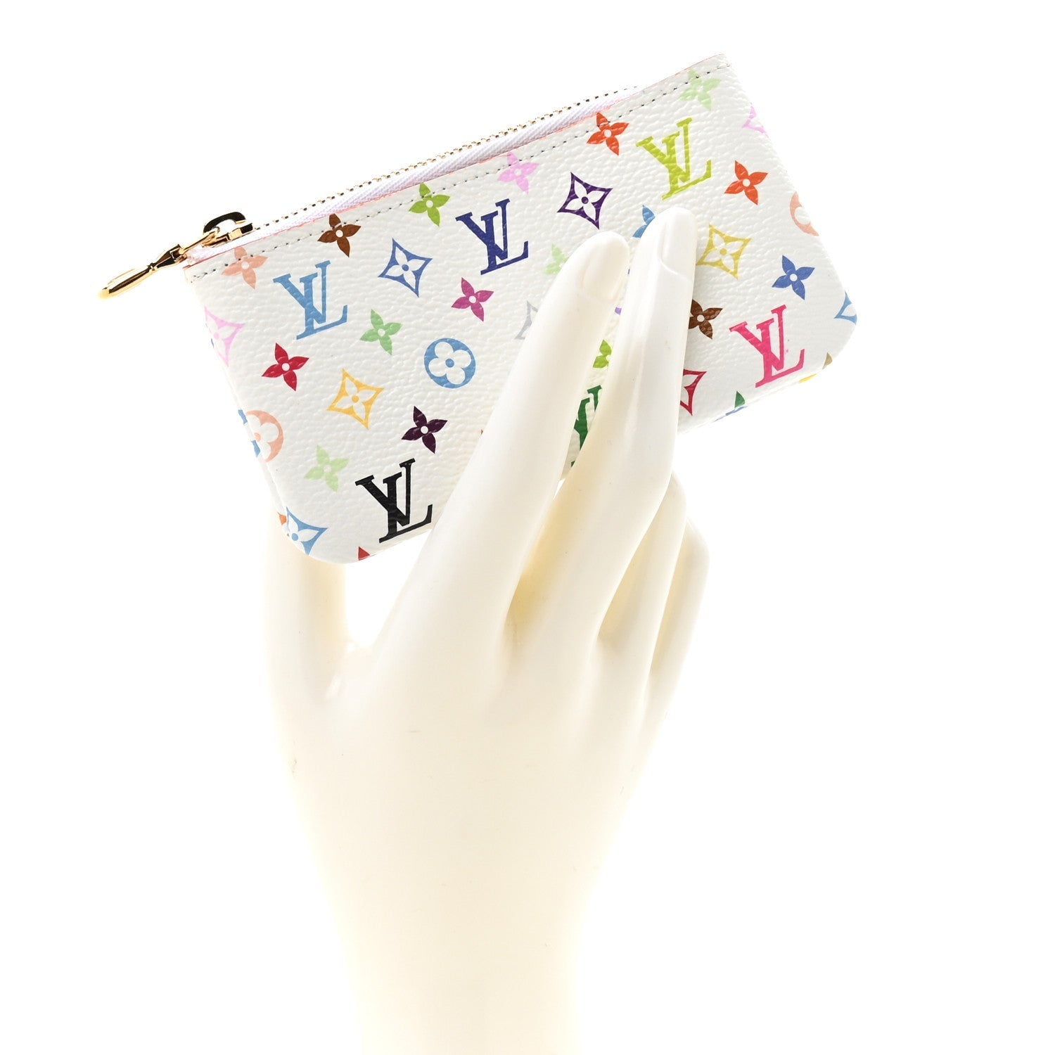 LV X TM Monogram Multicolor Key Pouch White