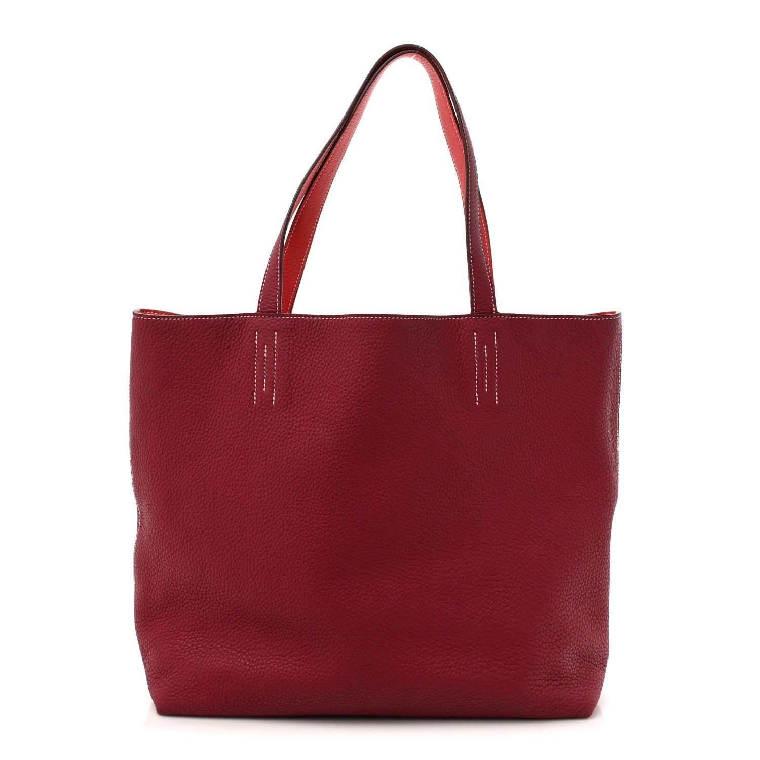 Taurillon Clemence Double Sens 36 Reversible Tote Rubis Bougainvillea
