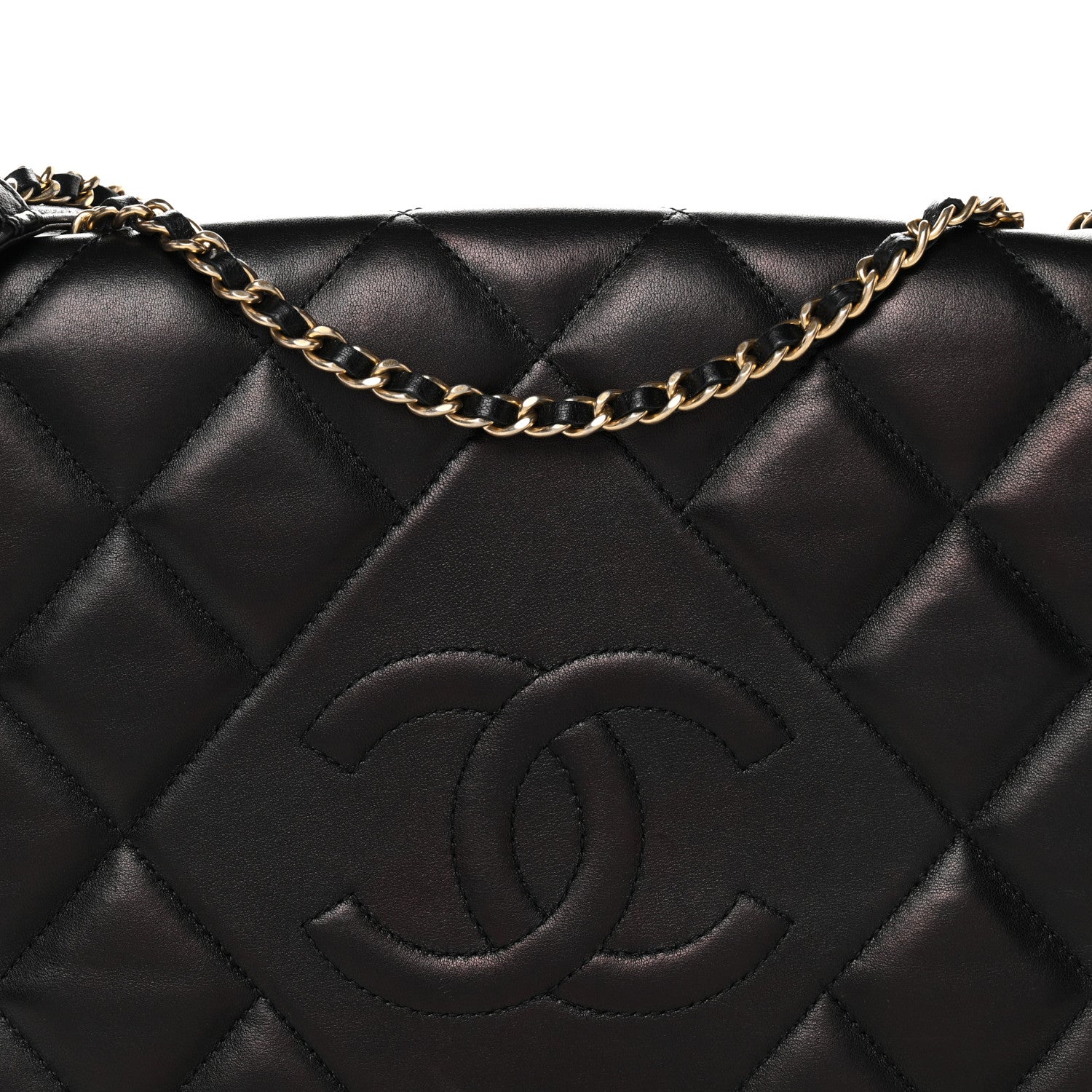 Lambskin Quilted Medium Diamond CC Flap Black