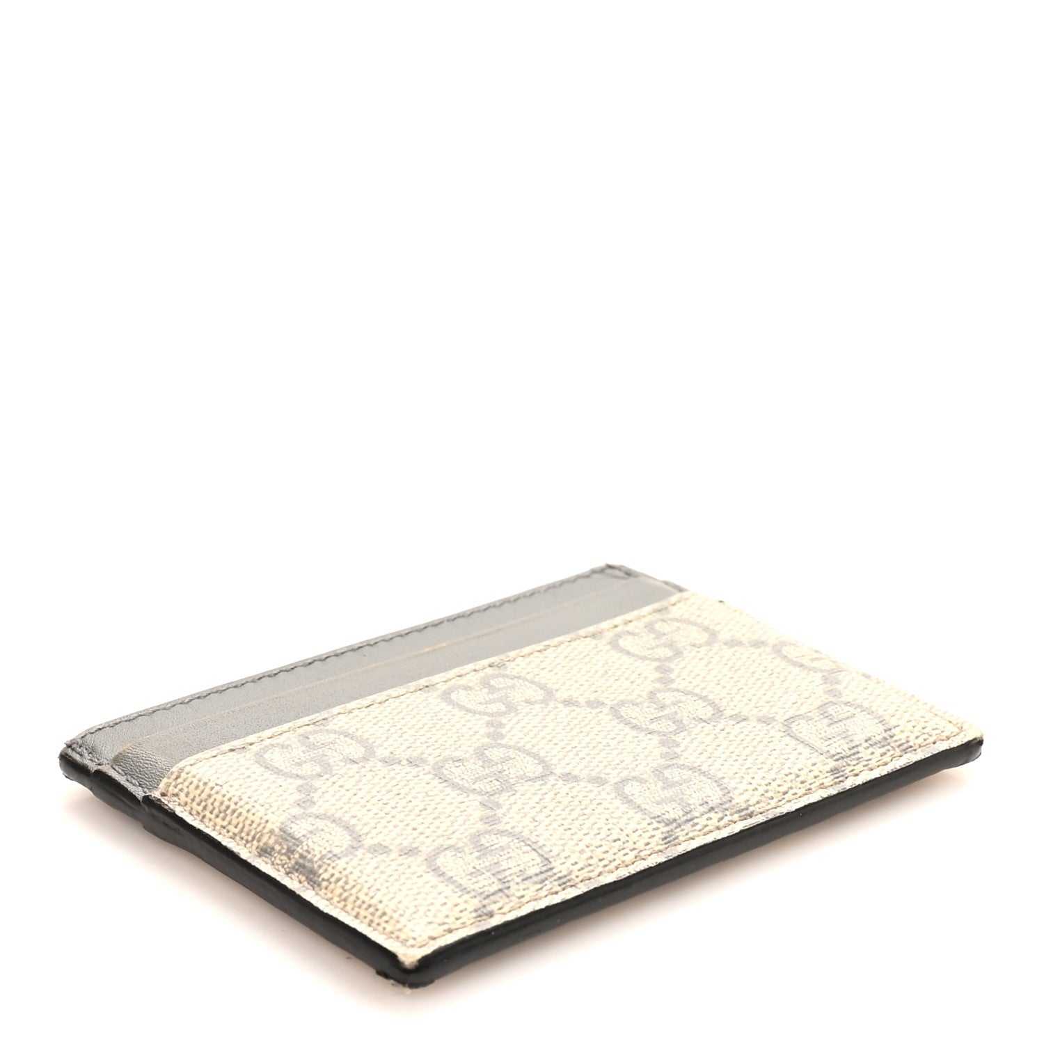 GG Supreme Monogram Calfskin Card Holder Beige Grey