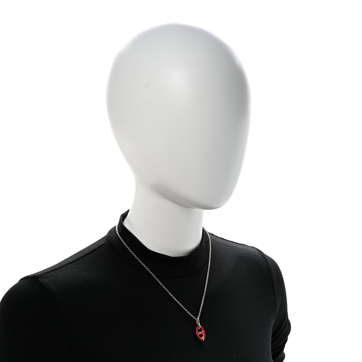Metal Enamel Mini Maillon Pendant Necklace Rouge Vif