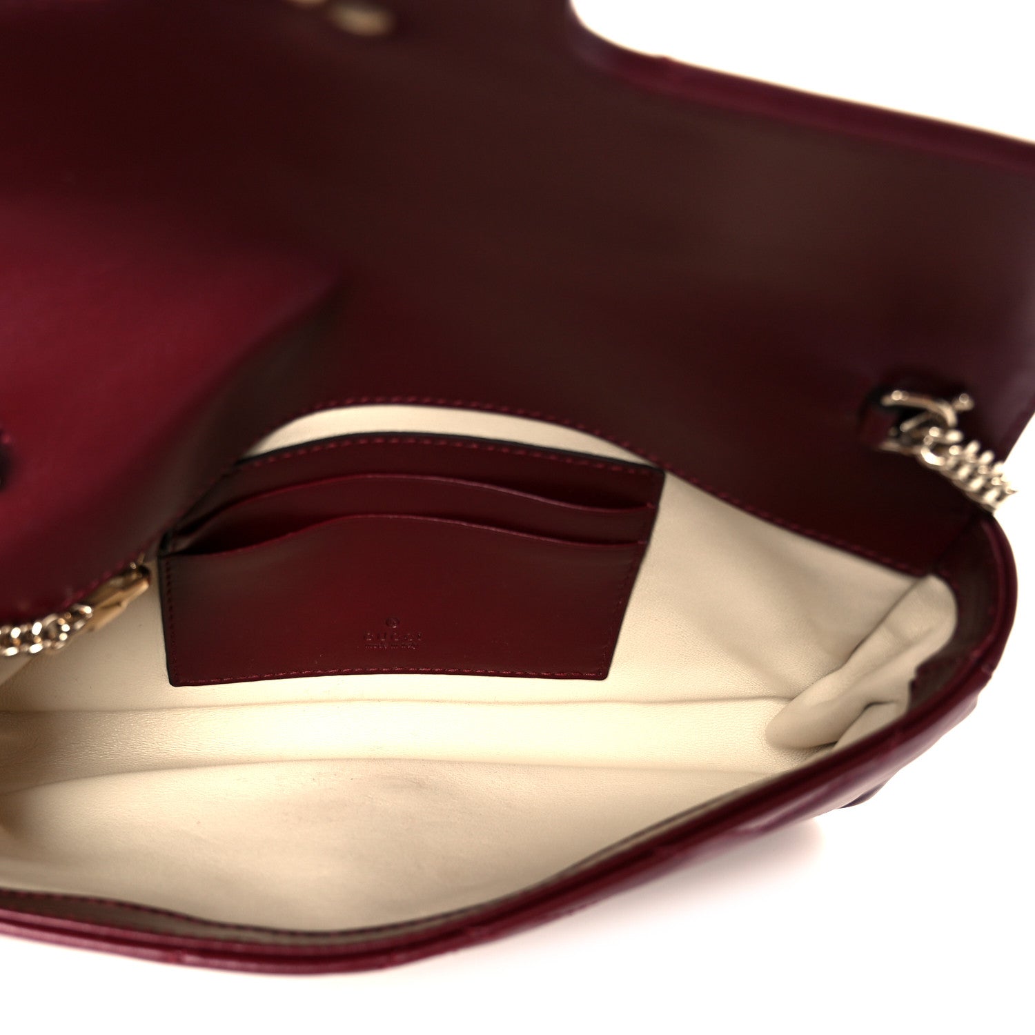 Calfskin Matelasse Mini GG Marmont Shoulder Bag With Card Holder Rosso Ancora