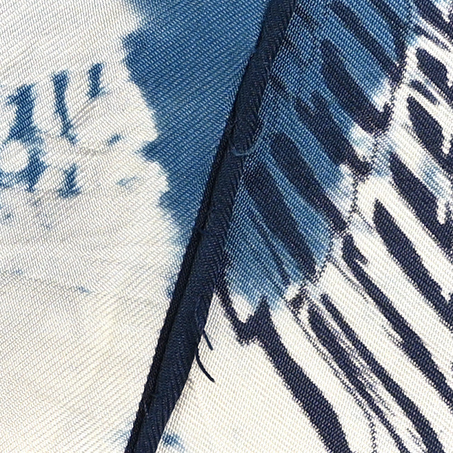 Silk Caducee Rock Tie and Dye Scarf 100 Blue Jean Marine