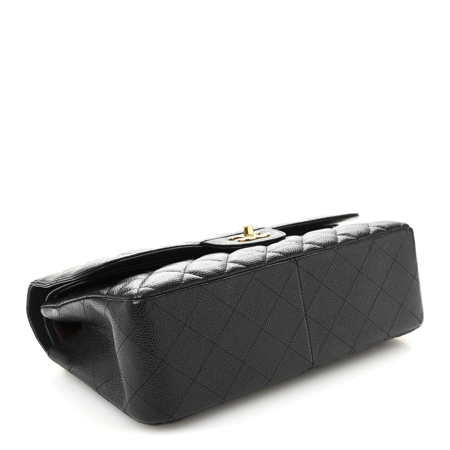 Caviar Quilted Jumbo Double Flap Black